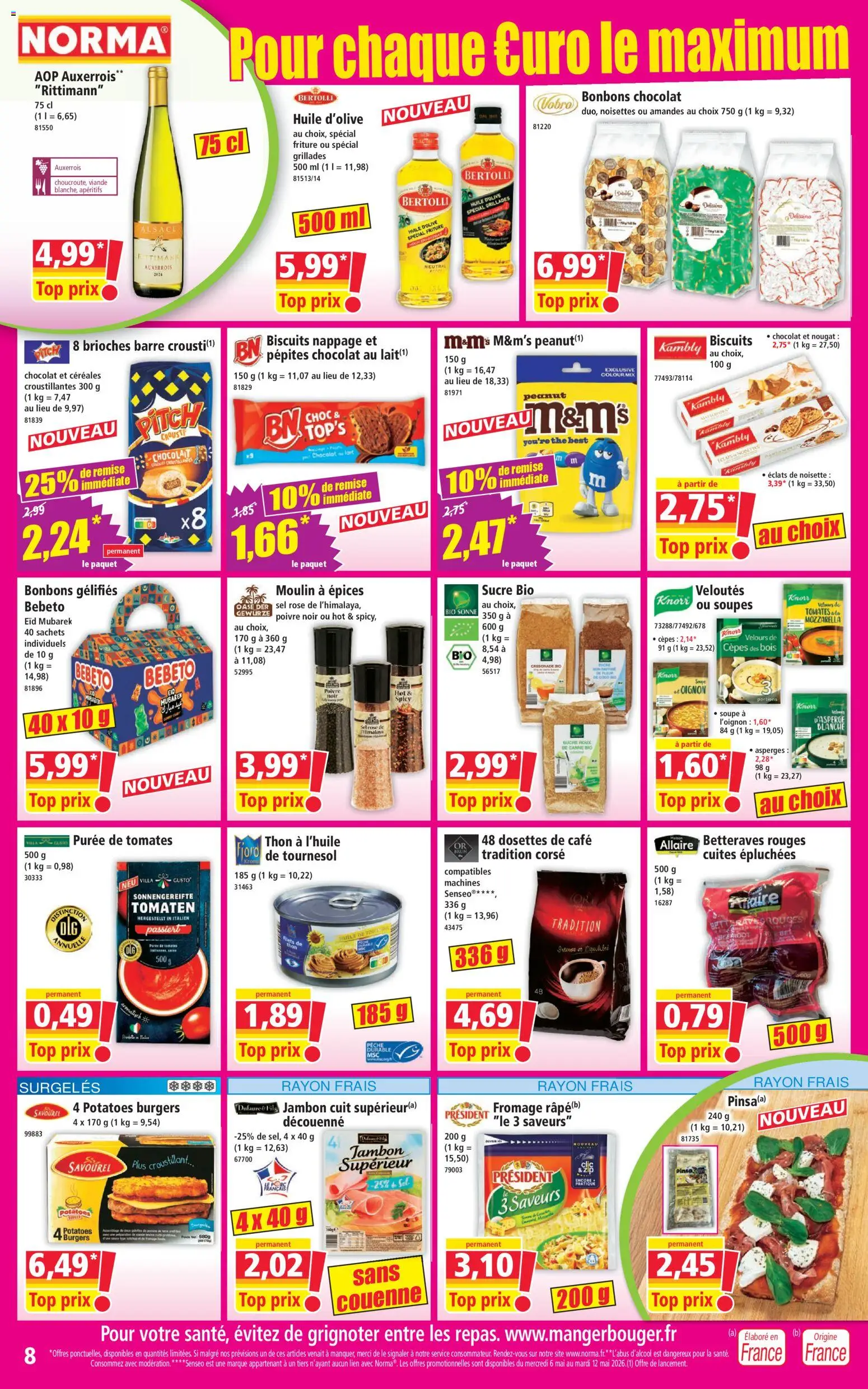 {H1} | Page: 8 | Produits: Senseo, Oignon, Huile, Jambon