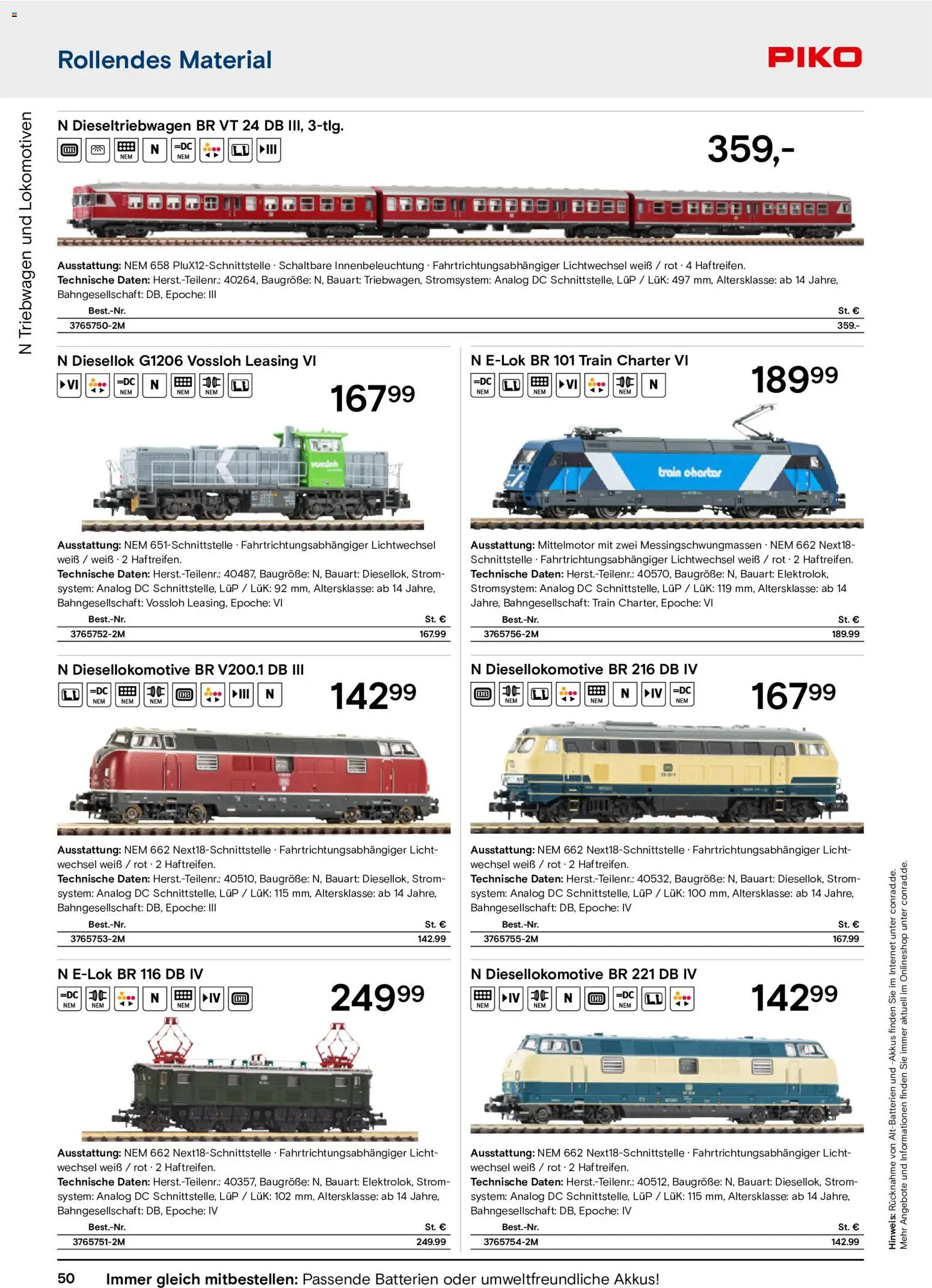 Conrad Modellbahn Katalog – gültig ab 07.09.2026 | Seite: 54 | Produkte: Batterien
