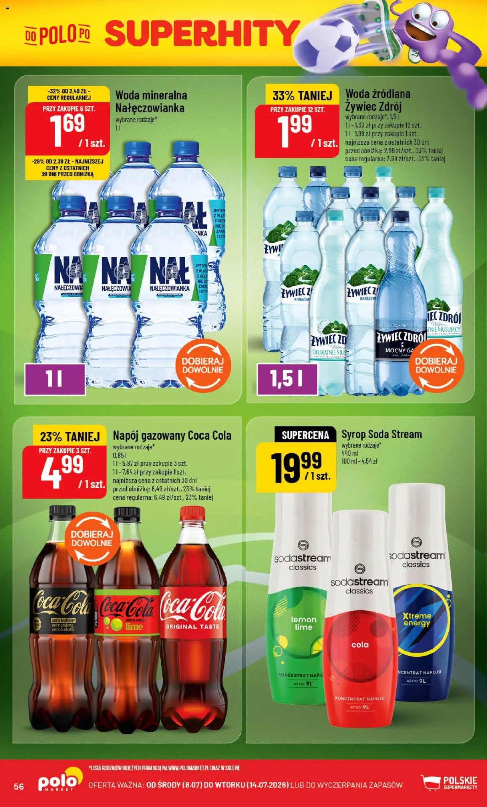 POLOmarket gazetka od 08.07.2026 | Strona: 56 | Produkty: Syrop, Woda źródlana, Woda, Sodastream