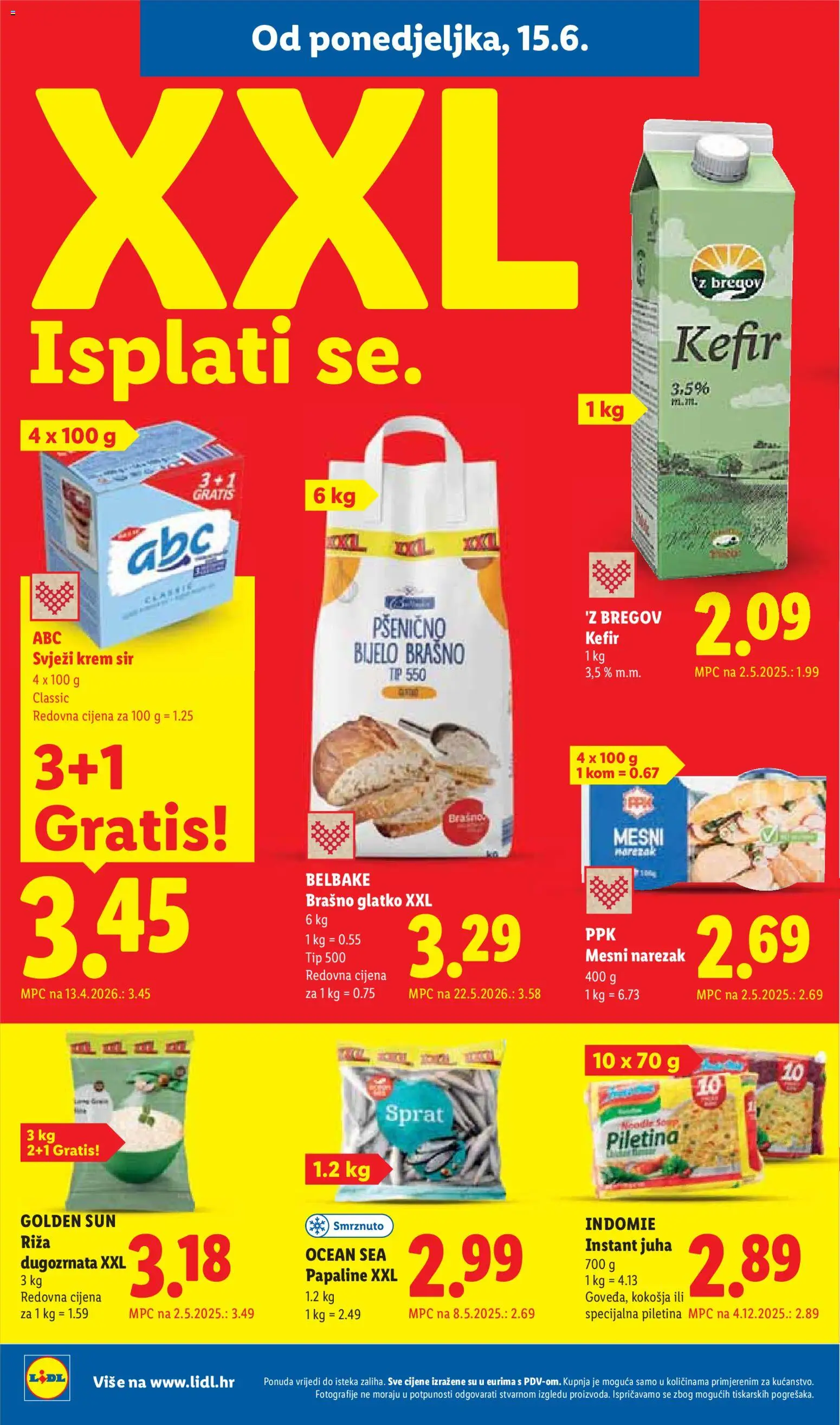 Lidl katalog | vrijedi od 15.06.2026 | Stranica: 6 | Proizvodi: Krem sir, Sir, Piletina, Brašno