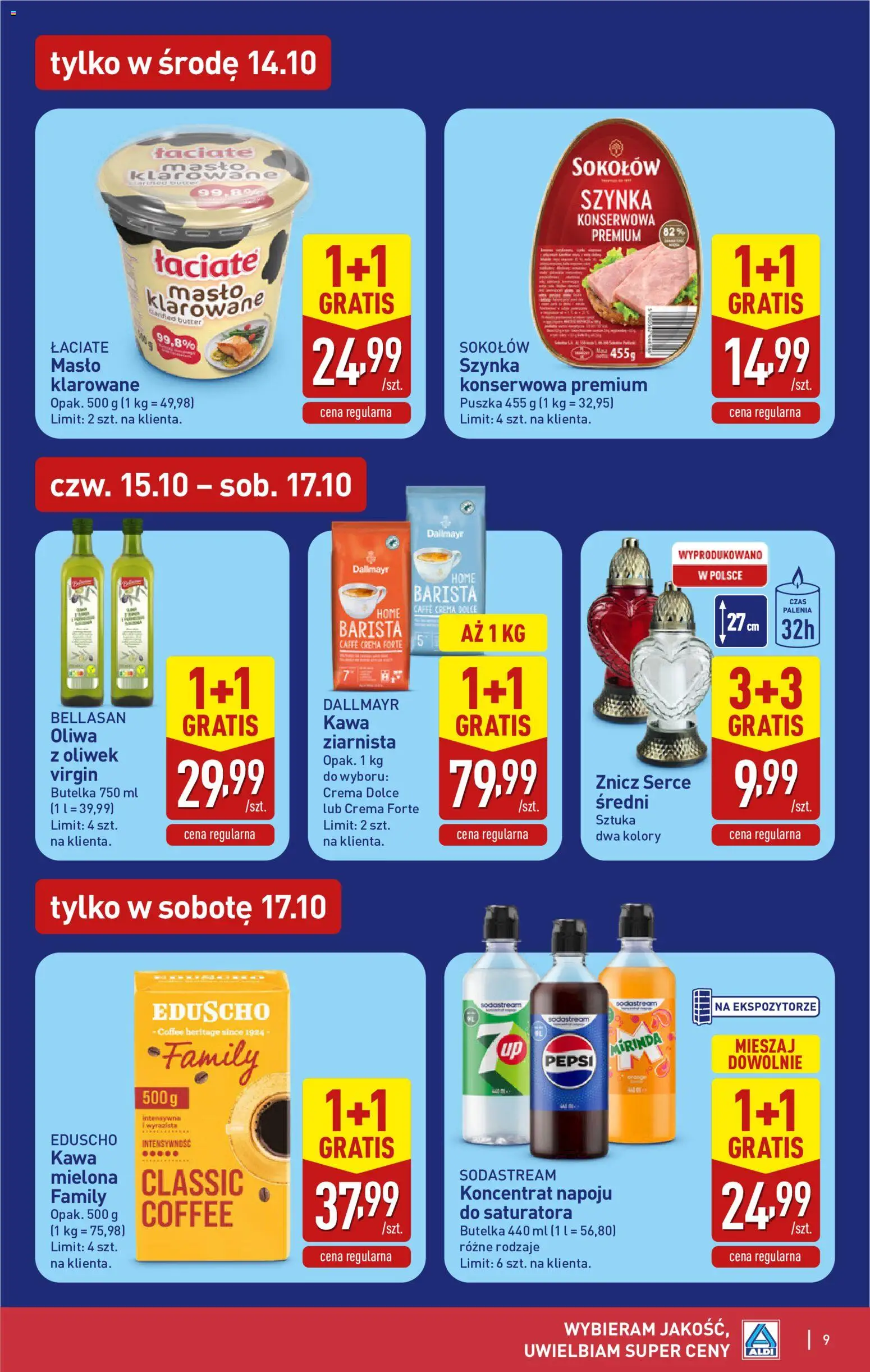 Aldi Polsko leták od 12.10.2026 | Strana: 9 | Produkty: Máslo, Pepsi, Sodastream, Crema
