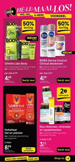 Etos vitaminen, mineralen en supplementen, bijv. Vitamine C 1000 mg citroen bruistablet 20 stuks, 2 stuks - Voorbeeld van een folder van Etos, geldig van 25.05.2026 | Pagina: 54 | Producten: Deodorant, Citroen, Supplementen, Vitamine C