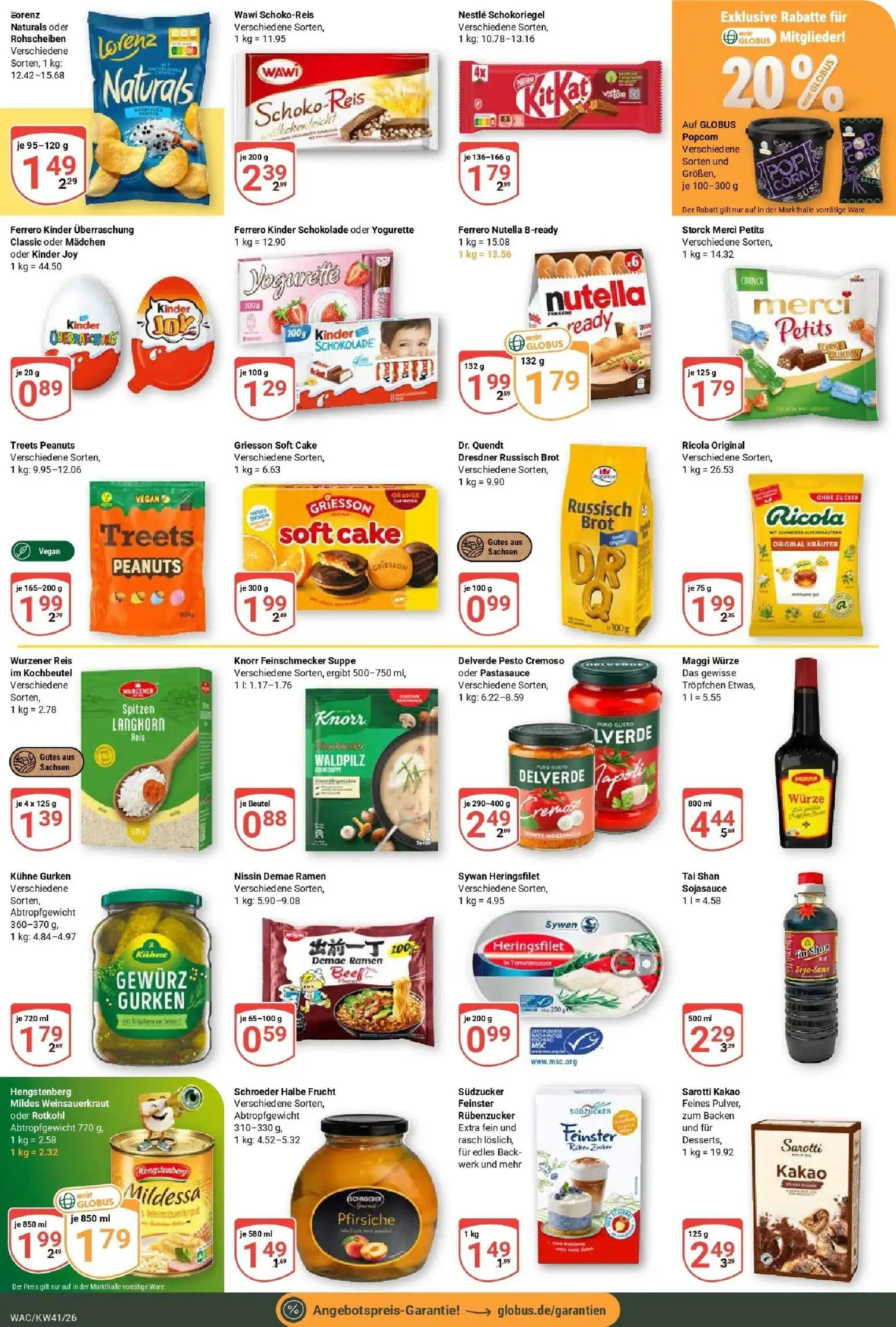 Globus Prospekt Markkleeberg (ab 05.10.2026) » Angebote online | Seite: 16 | Produkte: Kinder schokolade, Schokolade, Knorr, Gurken