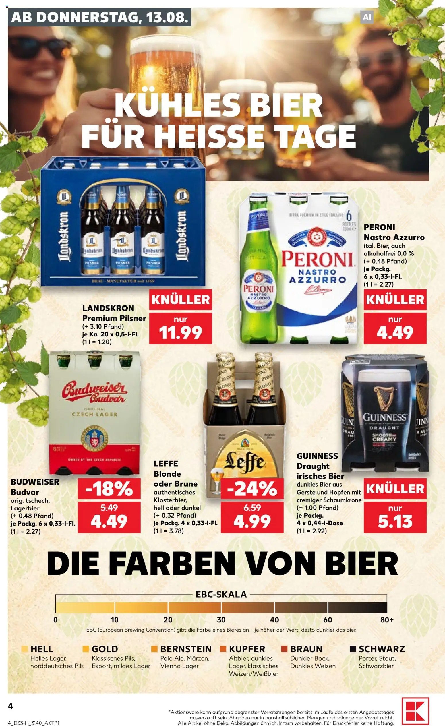 Kaufland Prospekt Leipzig – gültig ab 13.08.2026 | Seite: 4 | Produkte: Bier, Pils, Budweiser
