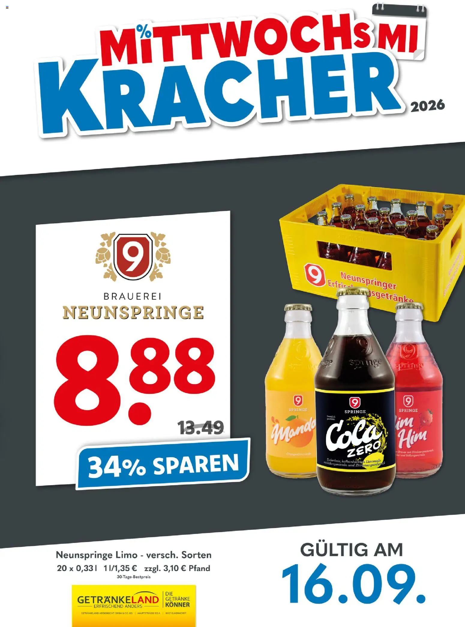 Getränkeland Mittwochs Kracher – gültig ab 16.09.2026 | Seite: 1 | Produkte: Cola