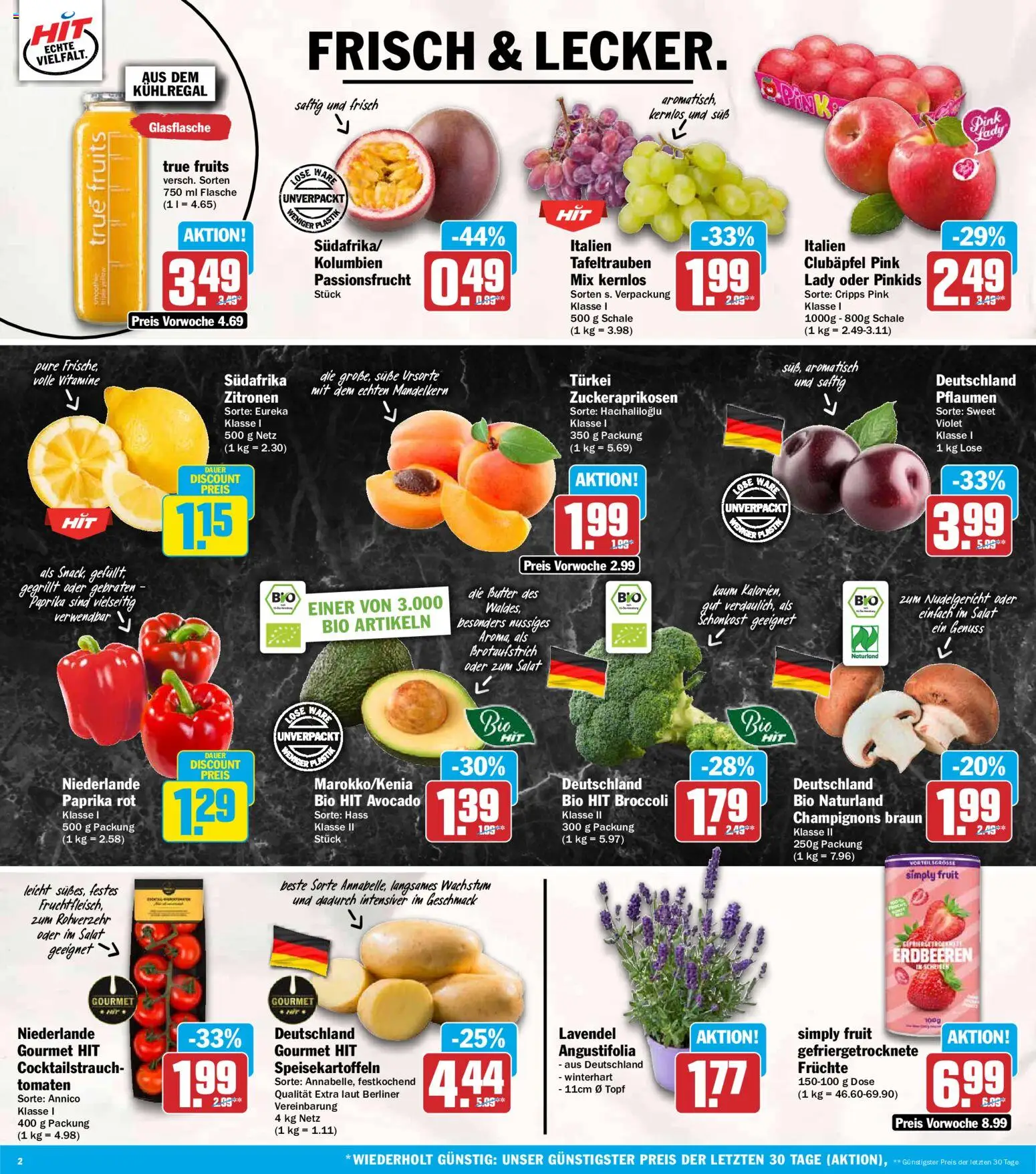 HIT Prospekt – gültig ab 17.08.2026 | Seite: 2 | Produkte: Butter, Paprika rot, Champignons, Zitronen