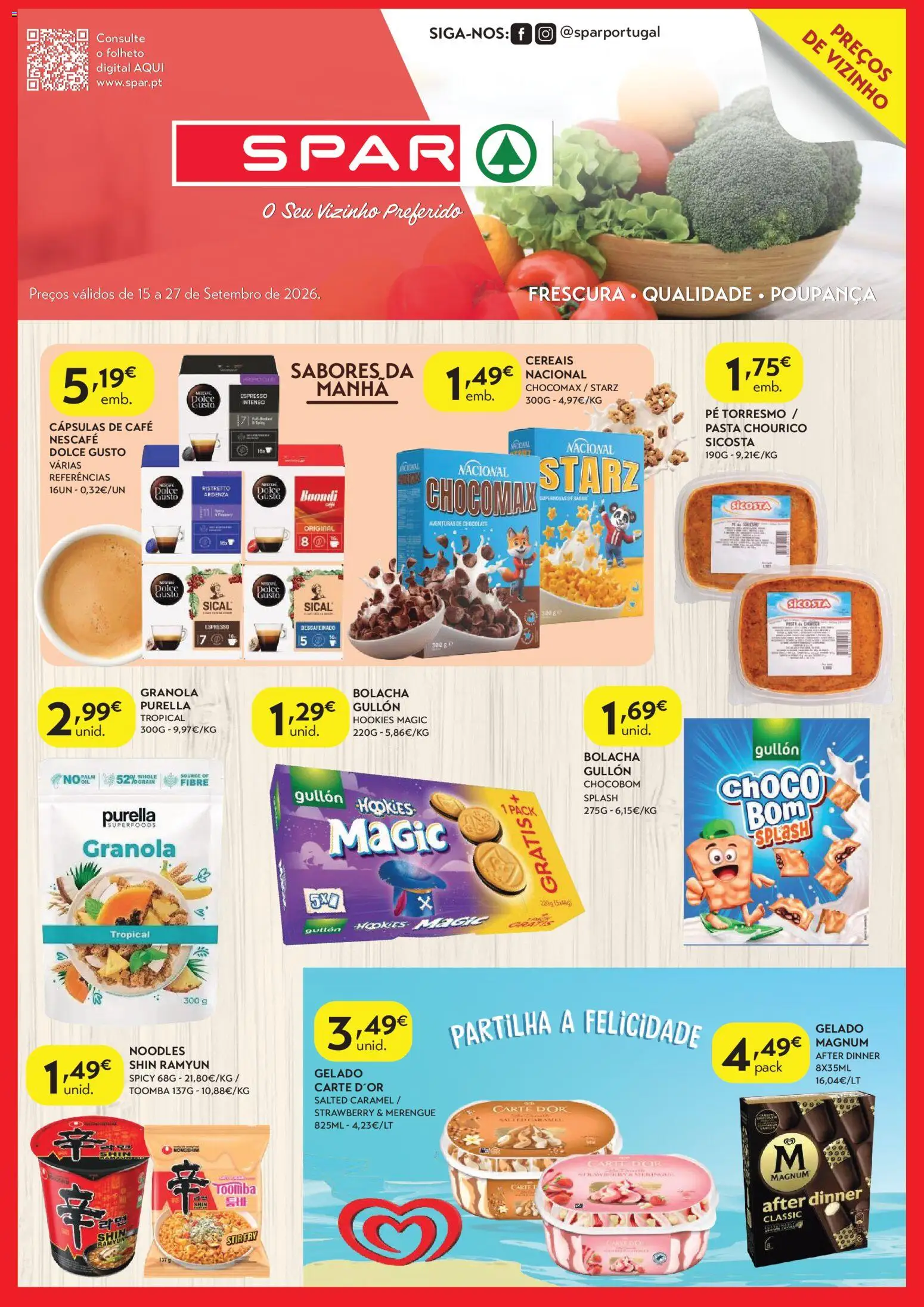 Spar - folheto │ válido de 15/09/2026 | Página: 1 | Produtos: Granola, Gelado, Cereais, Merengue