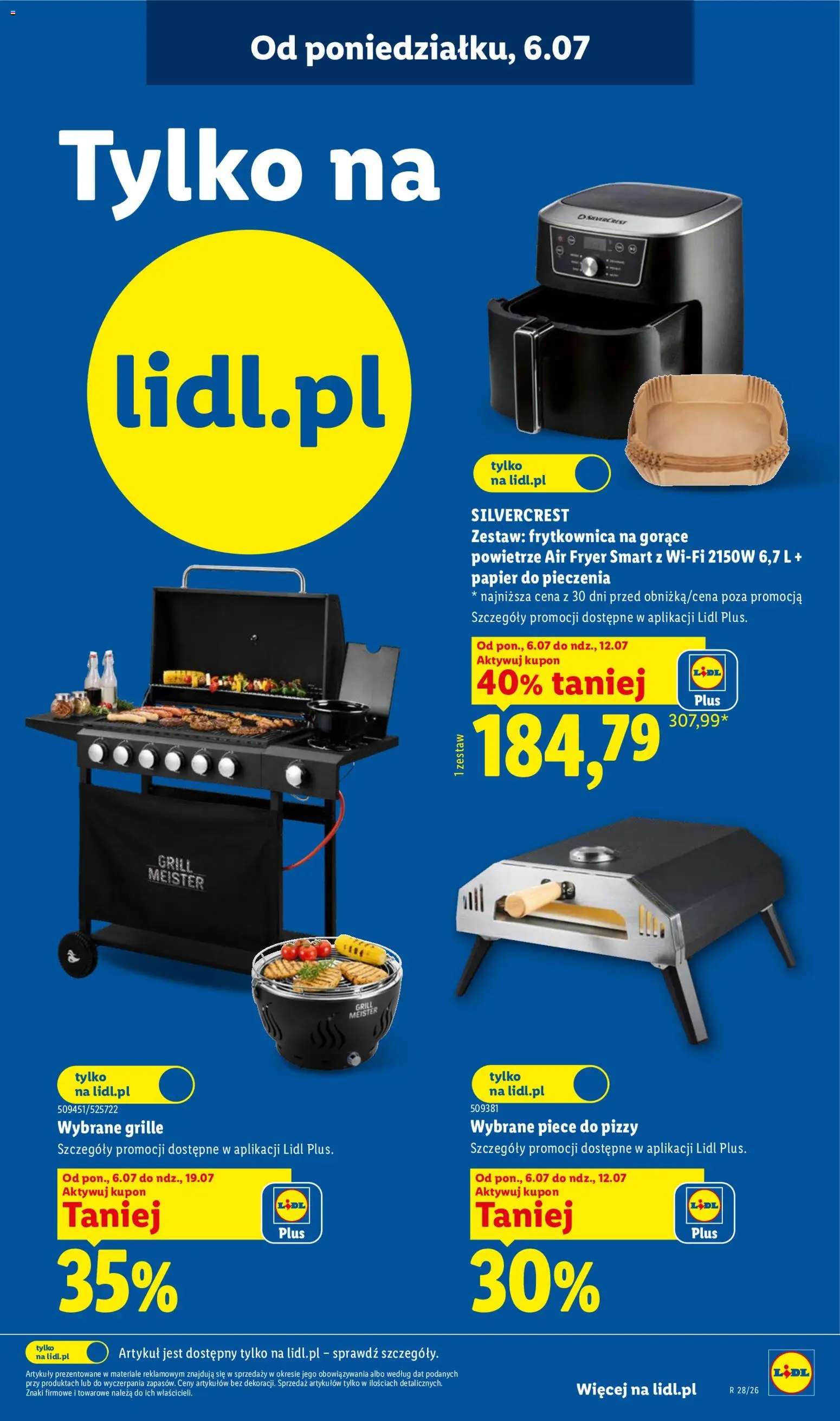 Lidl Katalog od 06.07.2026 | Strona: 7 | Produkty: Grill, Papier do pieczenia, Frytkownica, Pizza