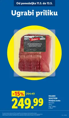 DULANO SELECTION Dimljena šunka, Narezana, 100 g - pregled Lidl kataloga - važi od 07.05.2026 | Strana: 15