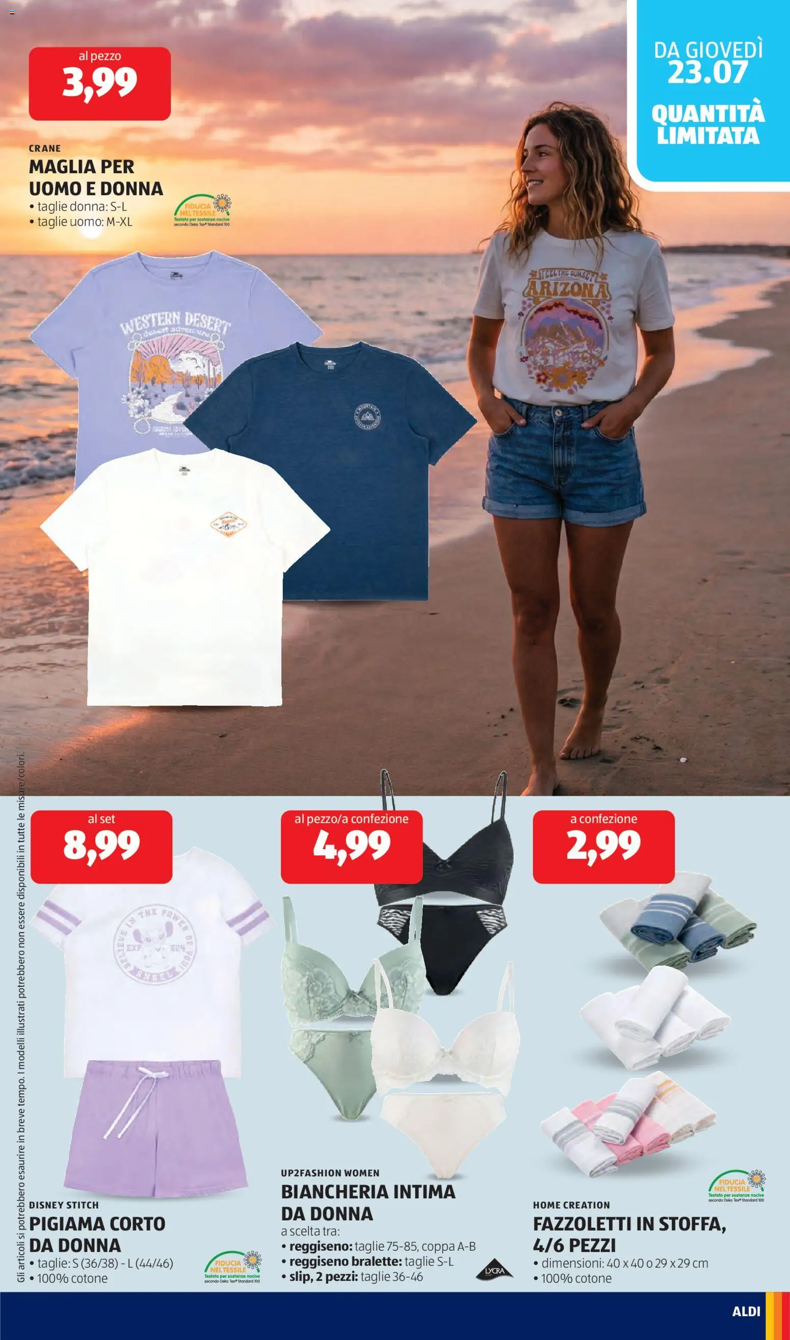 Volantino Aldi del 20/07/2026 | Pagina: 27 | Prodotti: Fazzoletti, Pigiama, The, Bralette