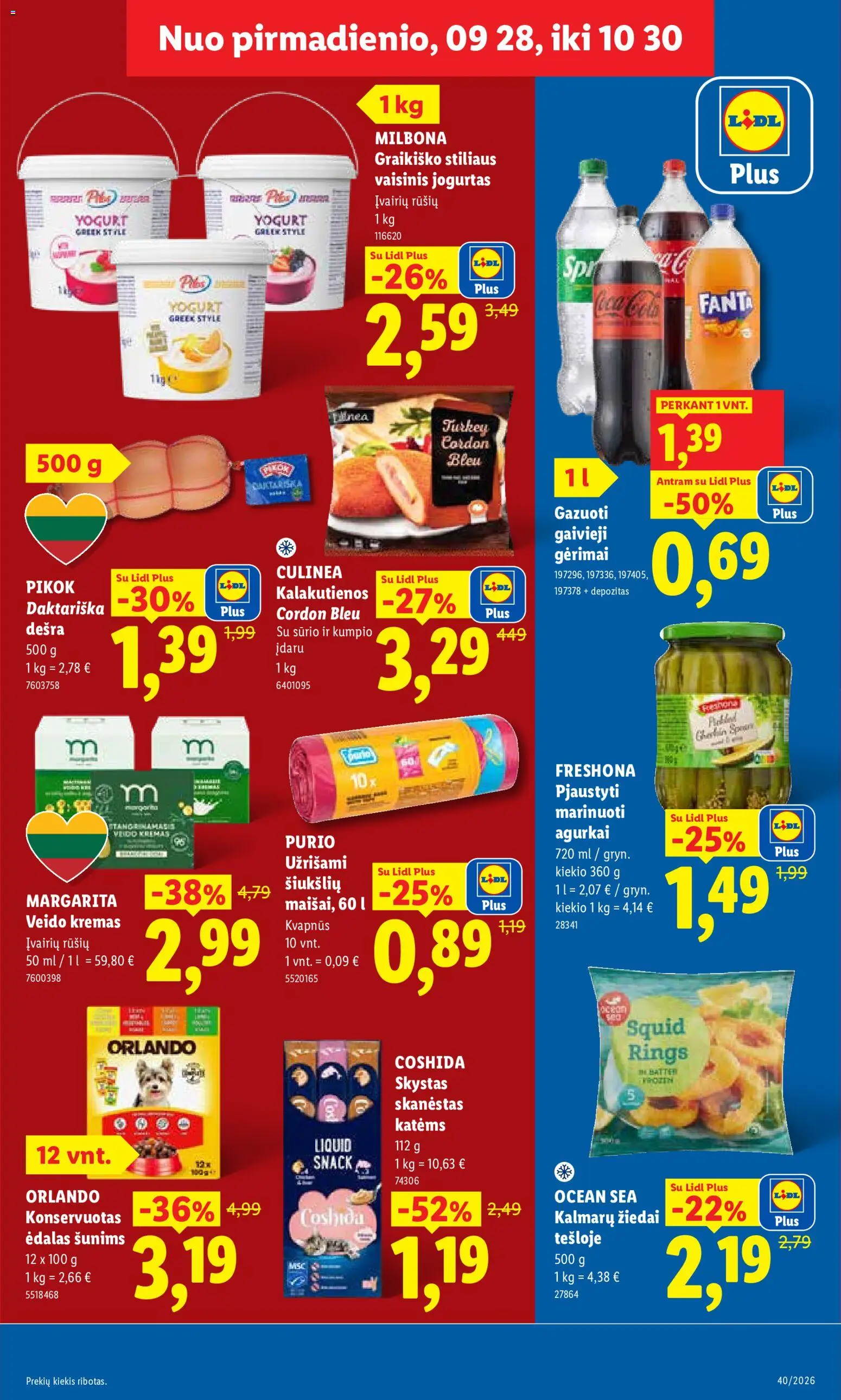 LIDL akcijos nuo 2026.09.28 | Puslapis: 3 | Prekių: Agurkai, Kremas, Jogurtas, Dešra