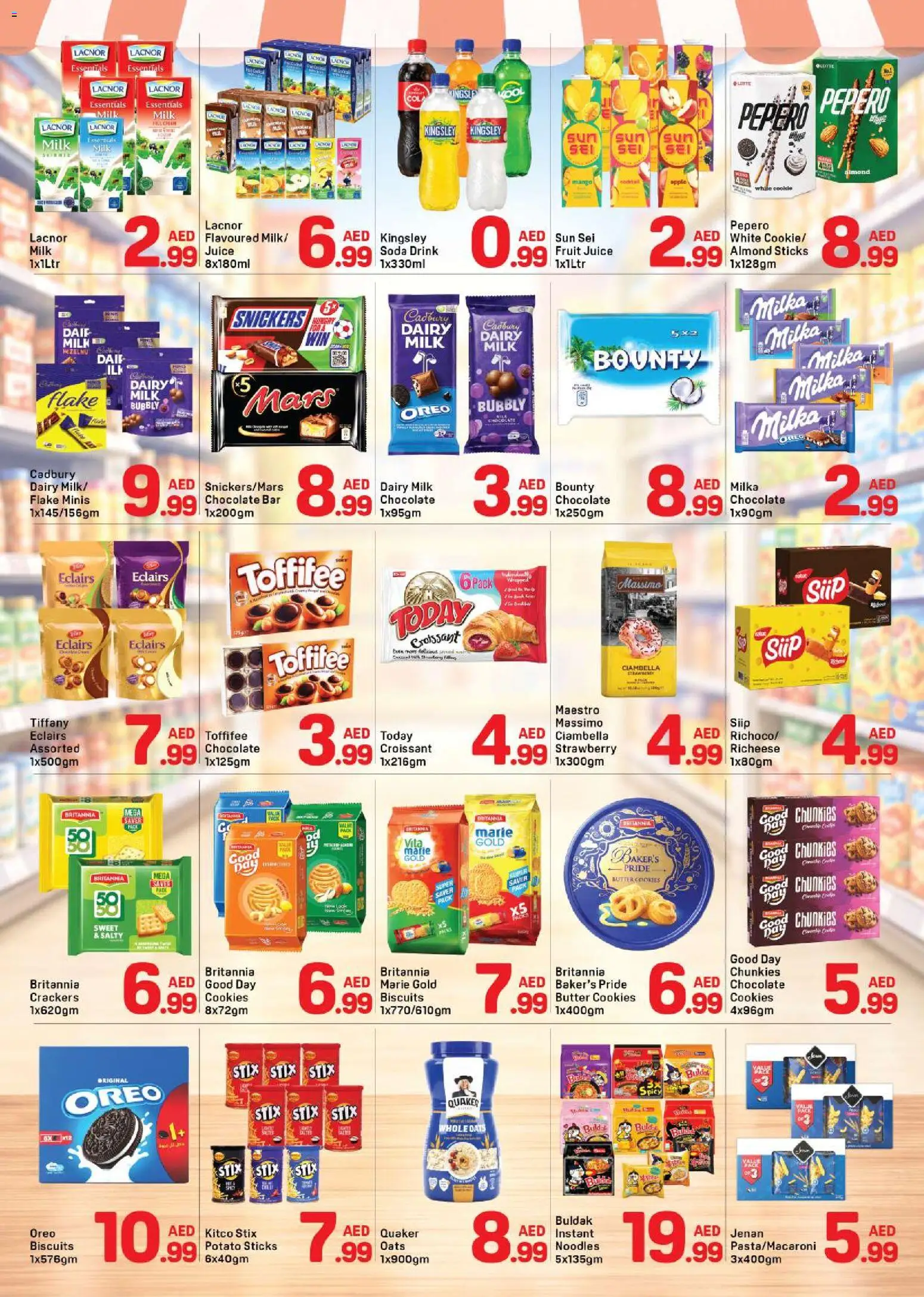 {H1} | Page: 2 | Products: Juice, Noodles, Fruit, Biscuits