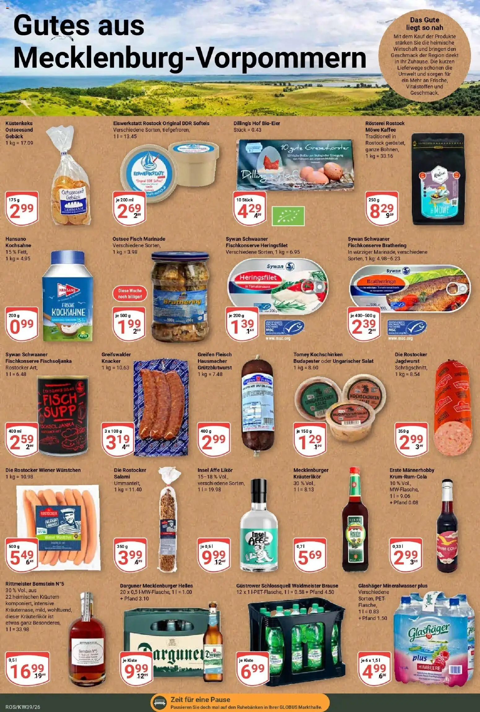 Globus Prospekt Lambrechtshagen (ab 21.09.2026) » Angebote online | Seite: 25 | Produkte: Likör, Mineralwasser, Salami, Salat