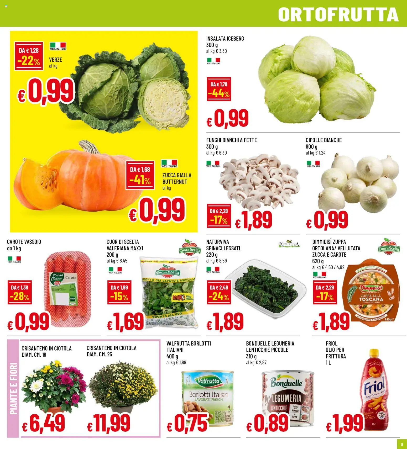 Volantino Galassia del 29/10/2026 | Pagina: 9 | Prodotti: Lenticchie, Spinaci, Fiori, Ciotola