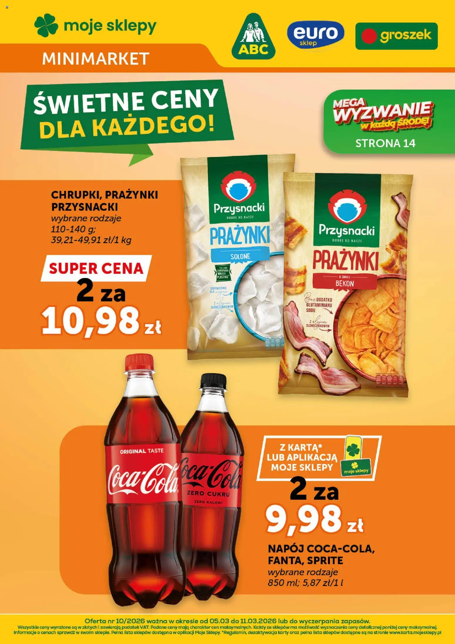 Groszek gazetka - Minimarket od 05.03.2026 | Strona: 1 | Produkty: Groszek, Bekon, Sprite