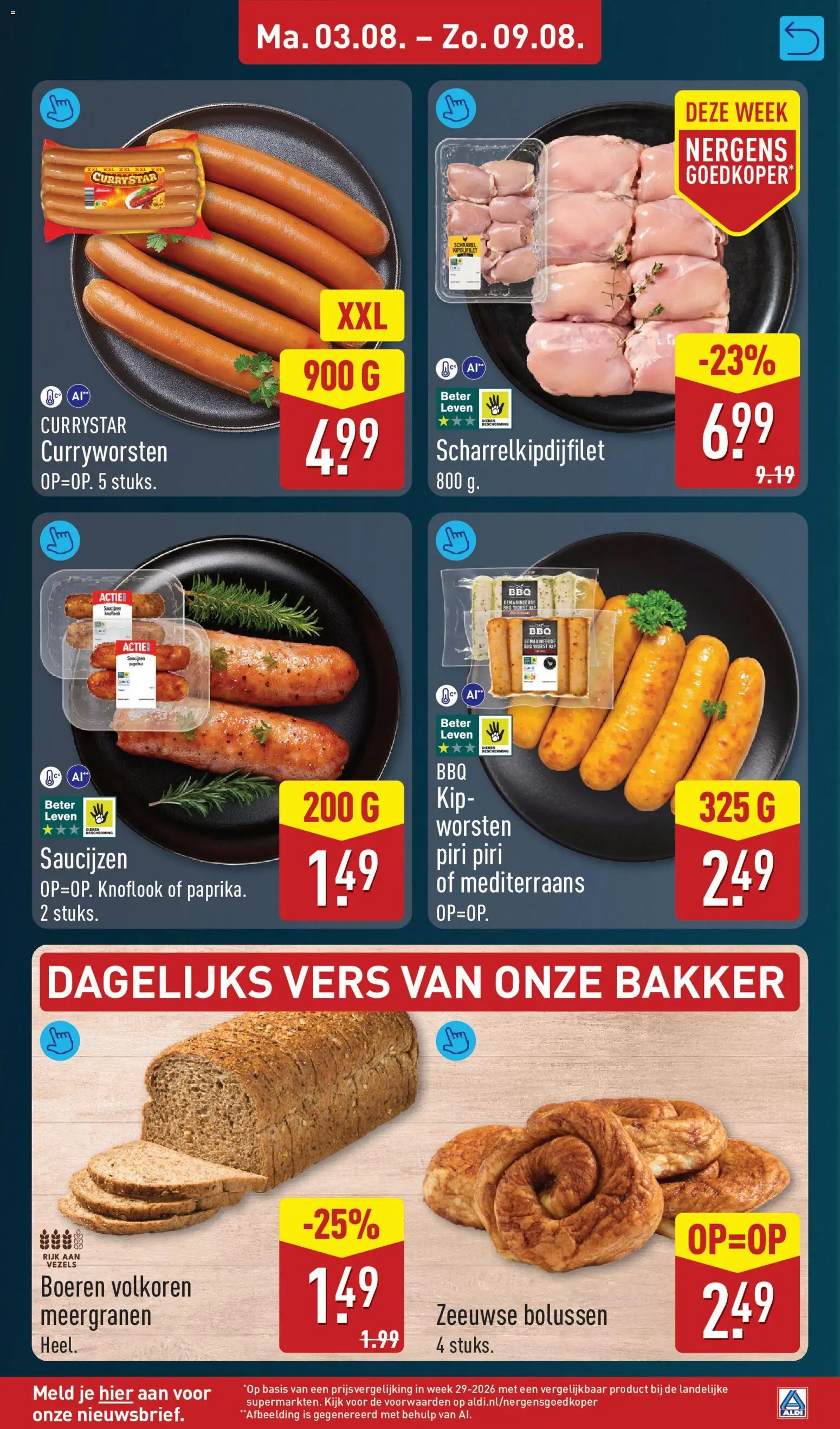 {H1} | Pagina: 9 | Producten: Worst, Bed, Kip, Knoflook