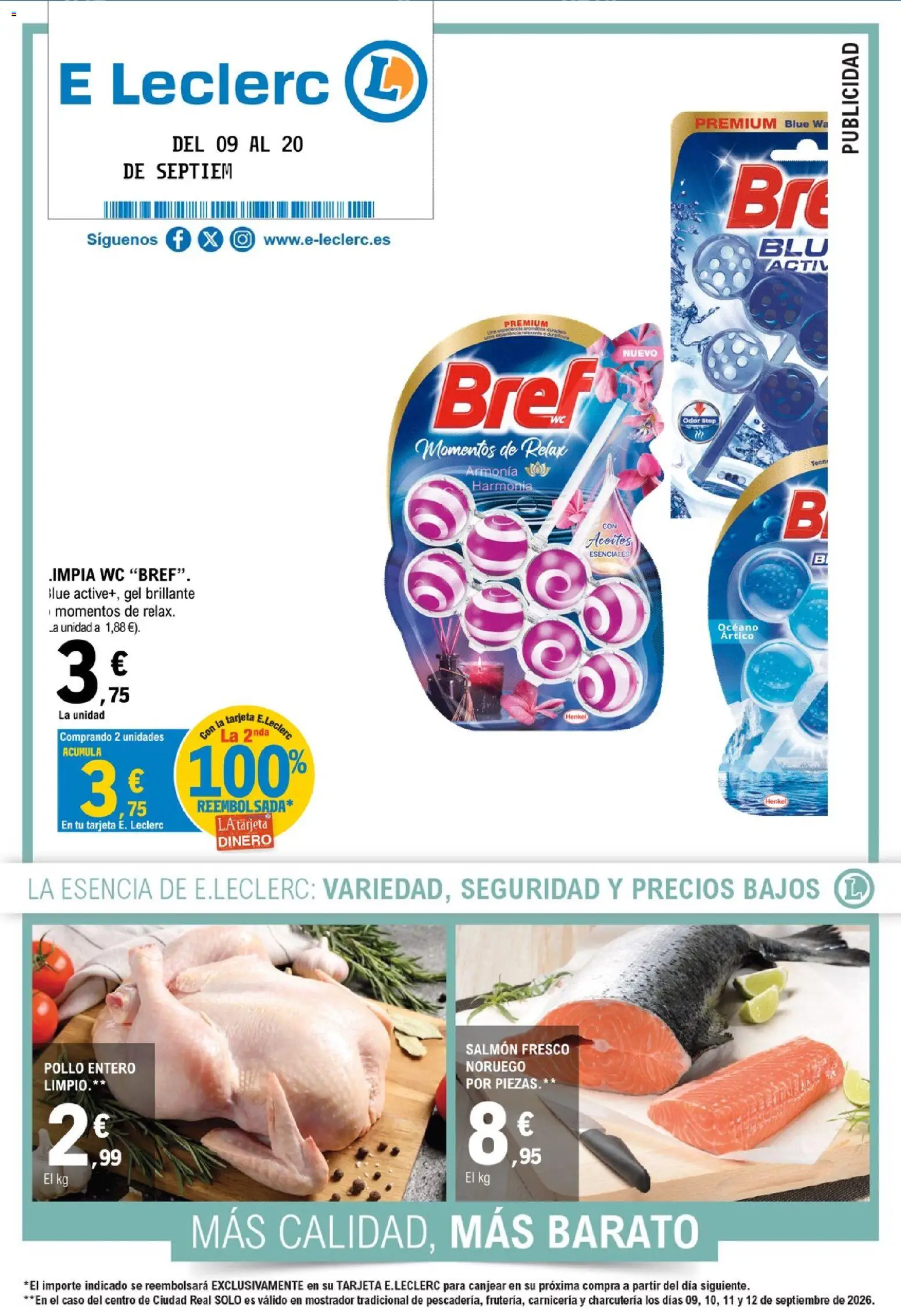 E.Leclerc Pamplona │ válido desde el 09/09/2026 | Página: 1 | Productos: Pollo entero, Salmón, Pollo