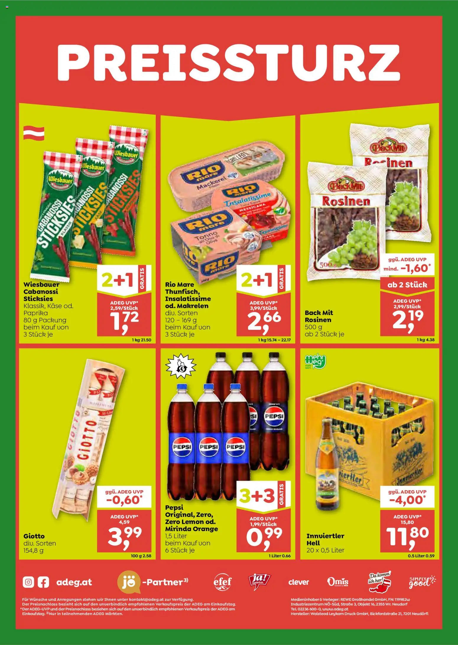 ADEG Flugblatt gültig ab 01.10.2026 | Seite: 8 | Produkte: Rosinen, Käse, Pepsi