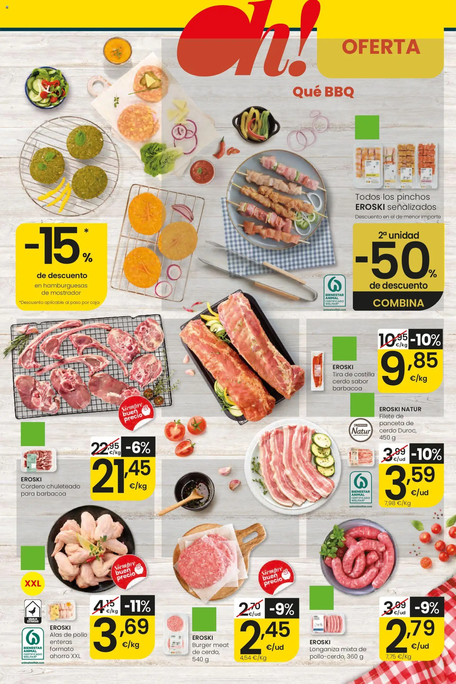 Eroski Ofertones de verano │ válido desde el 11.06.2026 | Página: 9 | Productos: Cerdo, Longaniza, Φίλτρο καφέ, Filete
