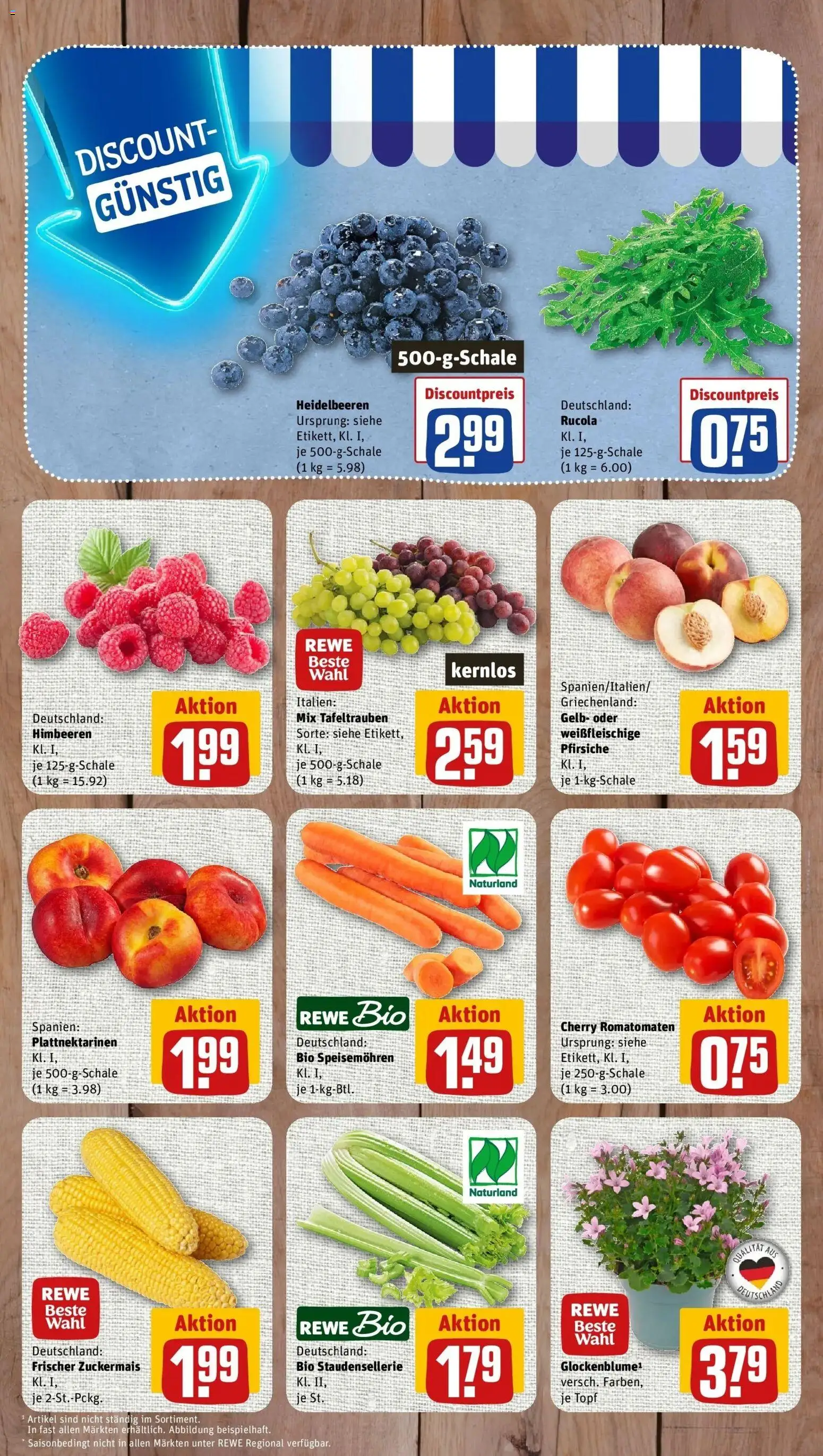 Rewe Prospekt Krempe – gültig ab 27.07.2026 | Seite: 3 | Produkte: Himbeeren, Rucola, Heidelbeeren