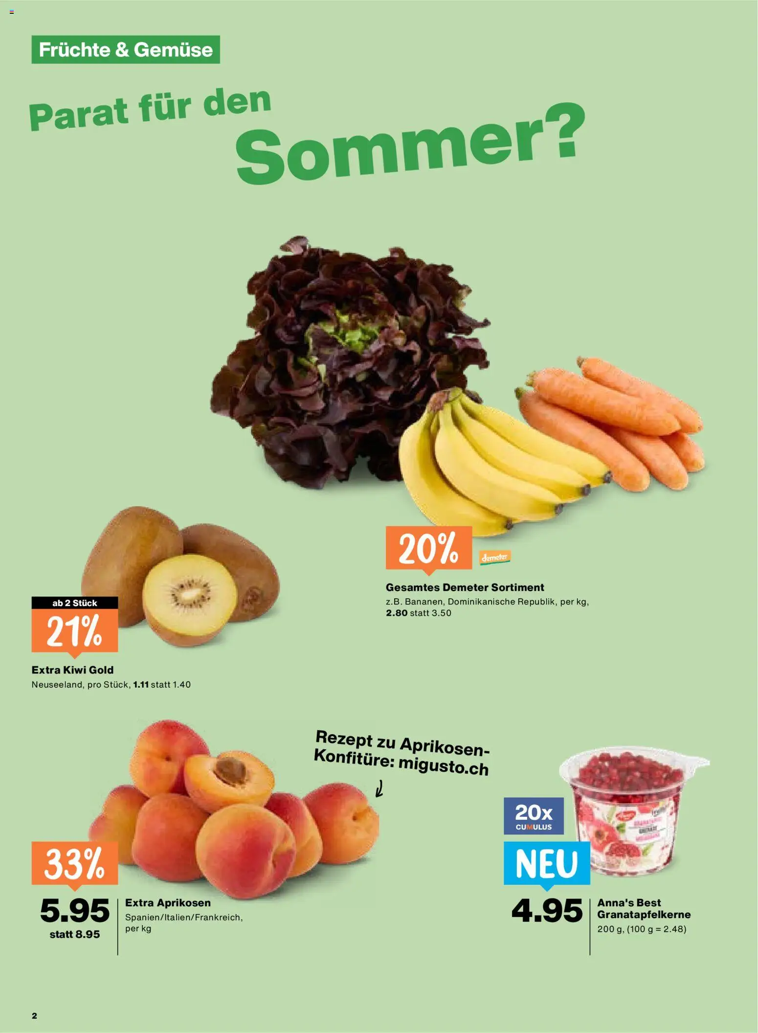 Migros aktionen – gültig ab 28.05.2026 | Seite: 2 | Produkte: Gemüse, Kiwi, Früchte