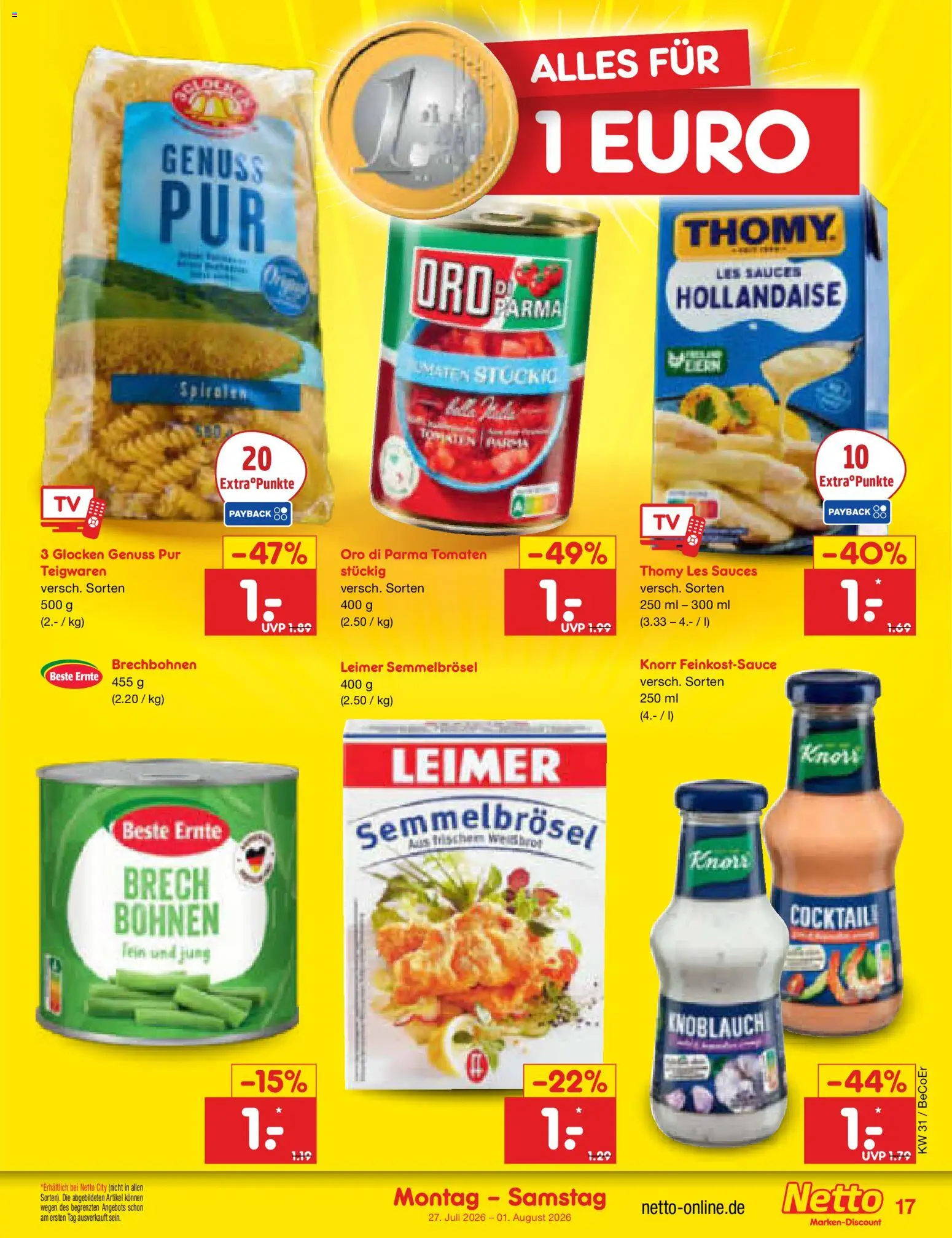 Netto Marken-Discount Prospekt – gültig ab 27.07.2026 | Seite: 27 | Produkte: Thomy les sauces, Tomaten, Knorr, Knoblauch