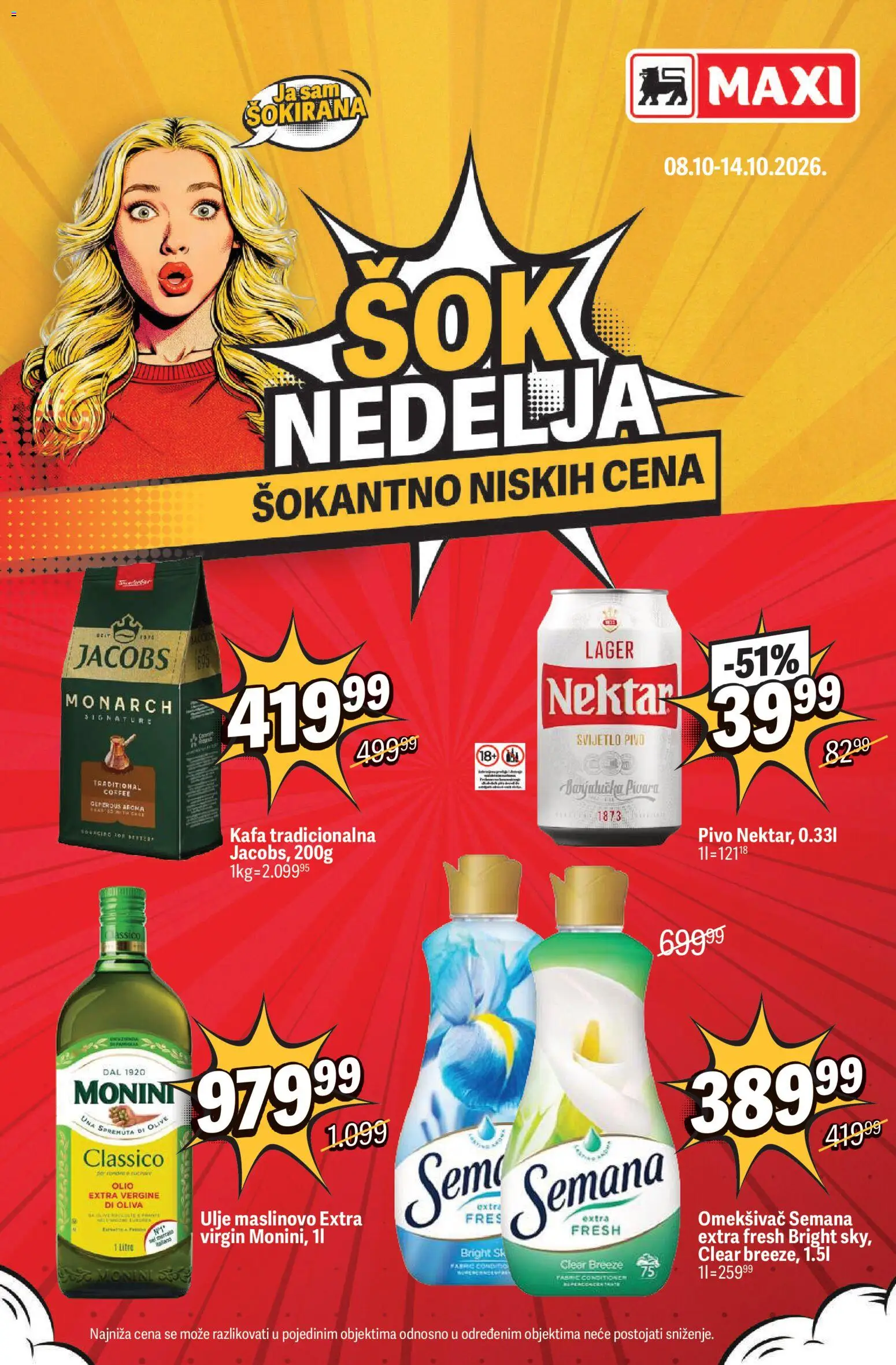 Maxi katalog - važi od 08.10.2026 | Strana: 1 | Proizvode: Monini, Nektar, Ulje, Pivo
