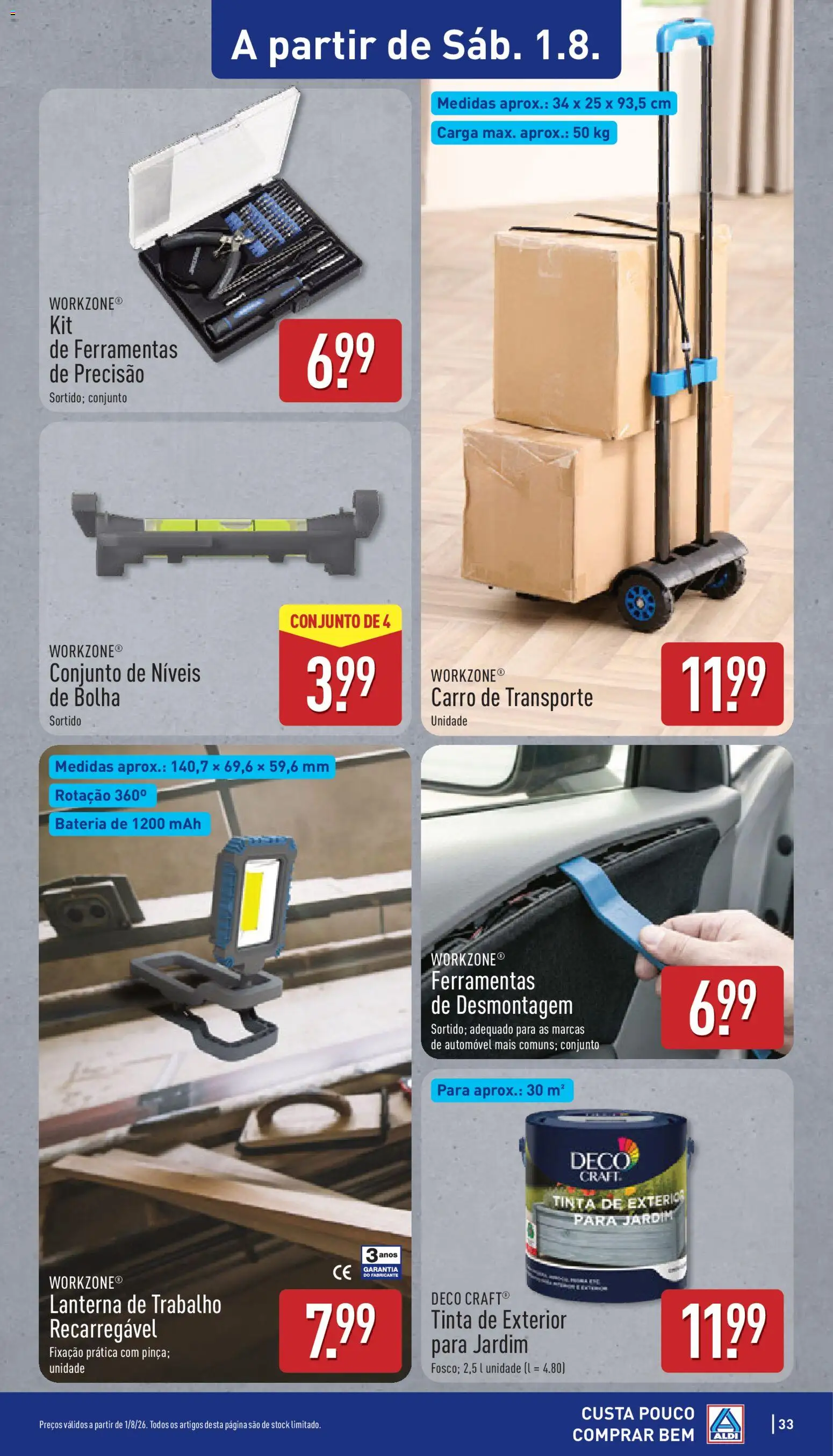 Aldi folheto │ válido de 27/07/2026 | Página: 33 | Produtos: Tinta, Ferramentas, Lanterna, Bateria