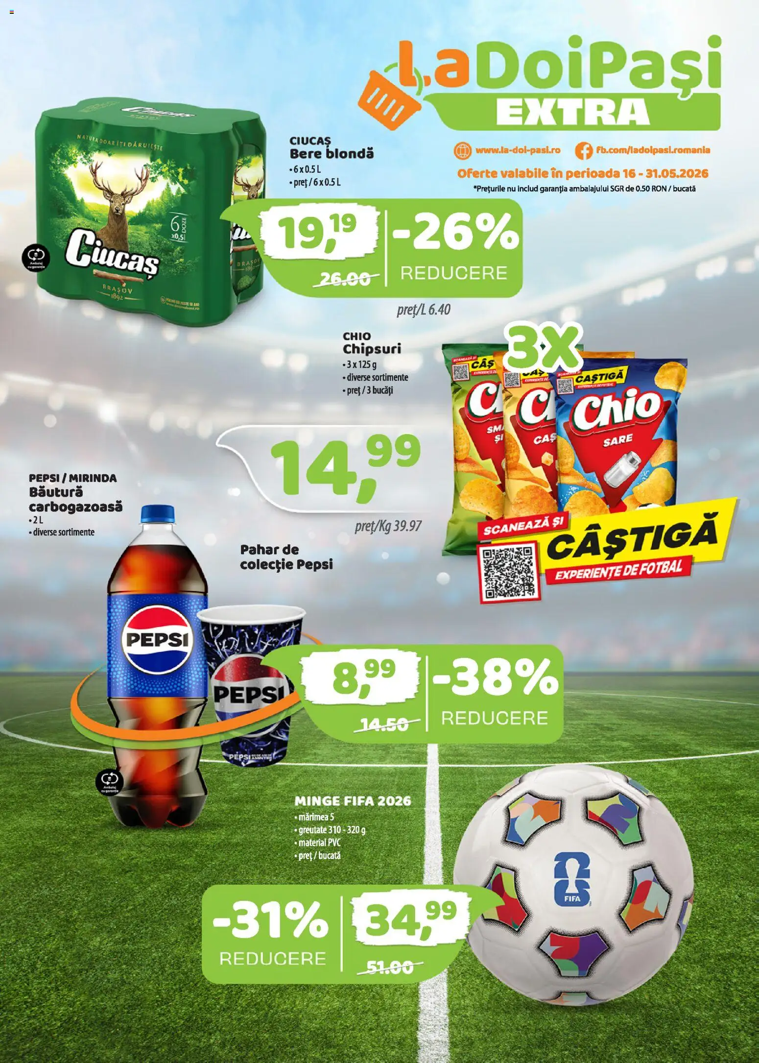Noul catalog LaDoiPași – valabil de la 16.05.2026 | Pagină: 1 | Produse: Bere, Chipsuri, Sare