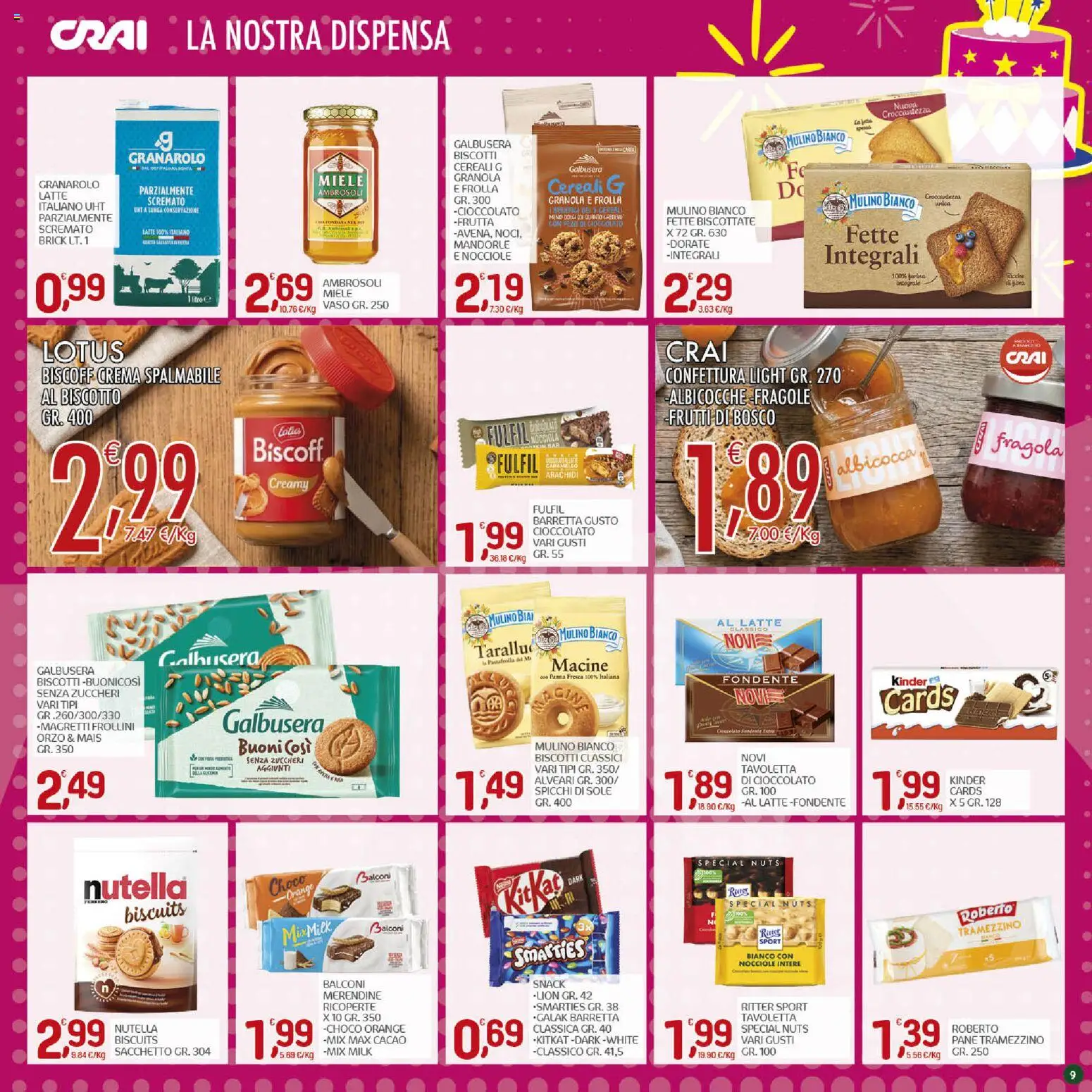 Volantino CRAI del 01/10/2026 | Pagina: 9 | Prodotti: Frutti di bosco, Crema, Cereali, Arachidi