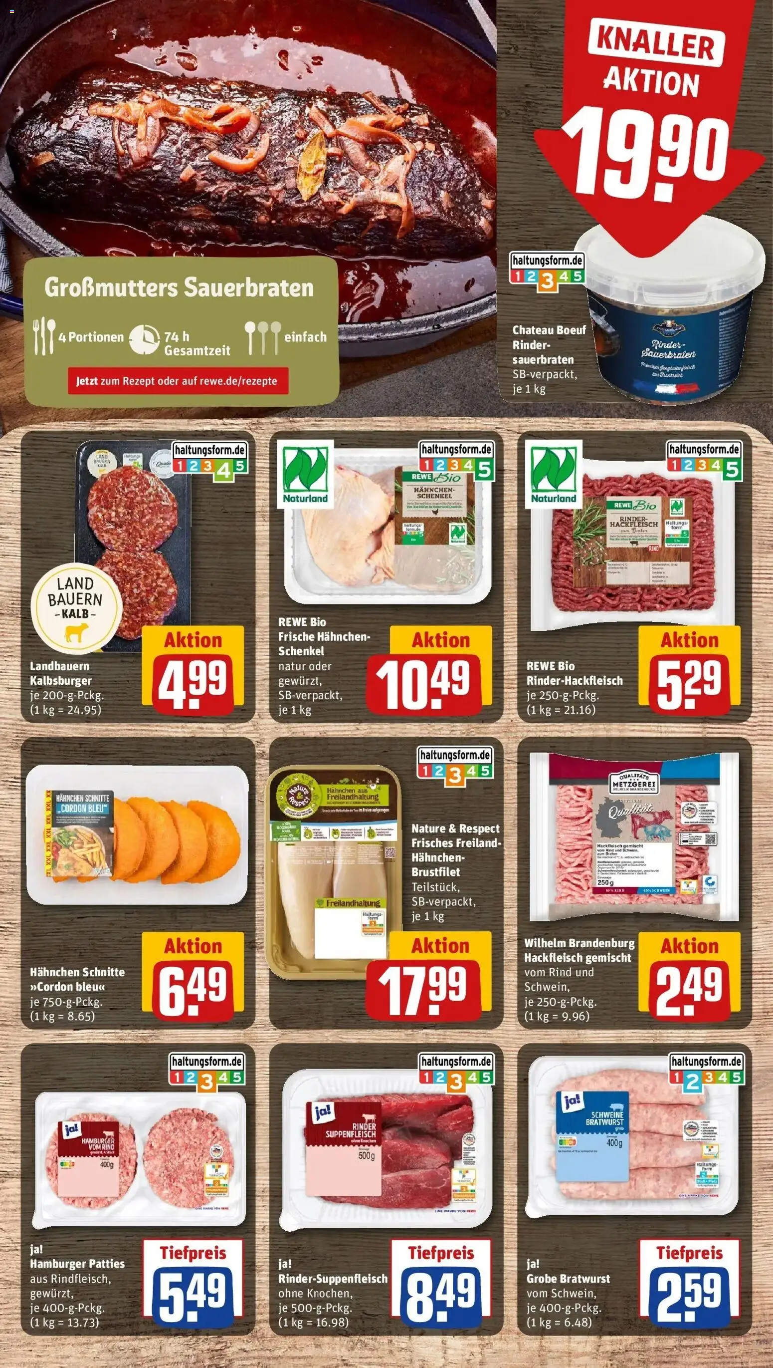 REWE Prospekt ab 19.10.2026 zum Blättern » Angebote | Seite: 11 | Produkte: Hahnchen, Bratwurst, Suppenfleisch, Hackfleisch
