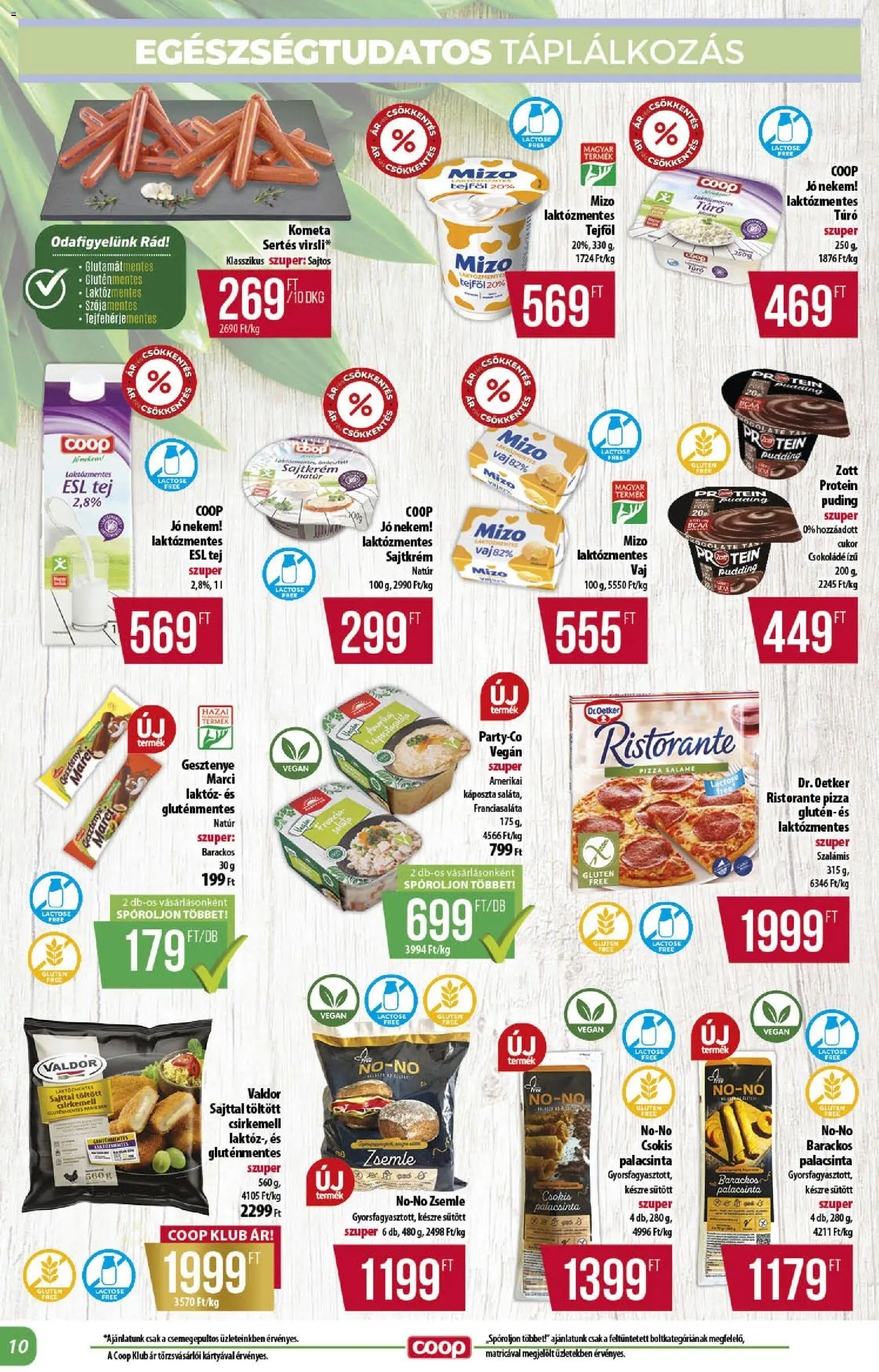 COOP akciós ujság - amely érvényes a következő dátumtól: 2026.09.24. | Oldal: 10 | Termékek: Puding, Laktózmentes túró, Tejföl, Gluténmentes