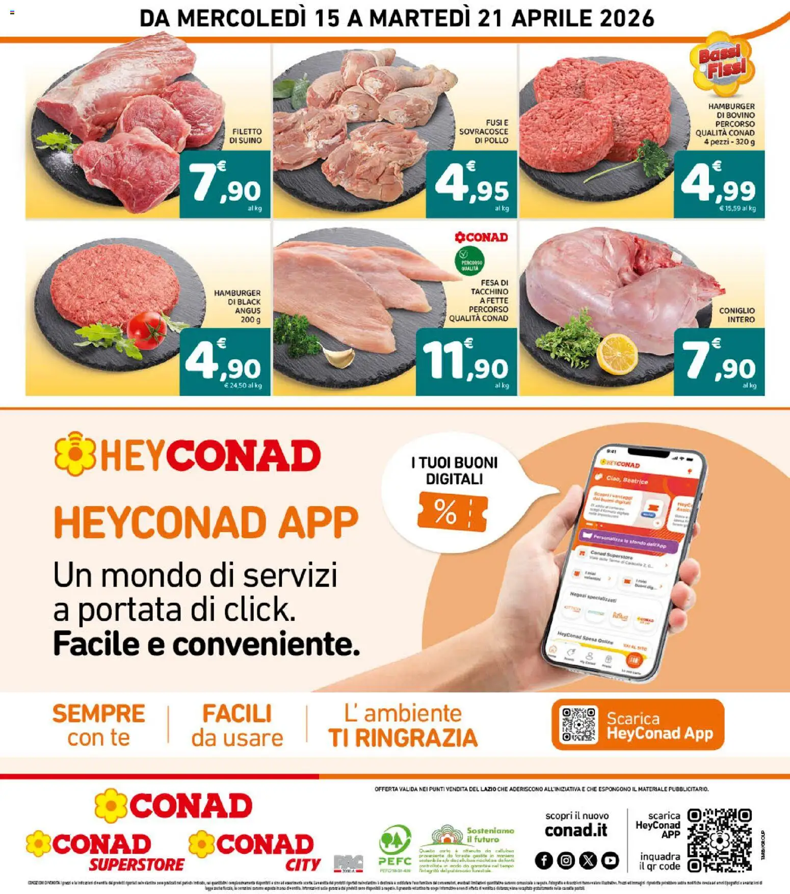 Volantino Conad del 15.04.2026 | Pagina: 8 | Prodotti: Bovino, Pollo, Tè, Suino