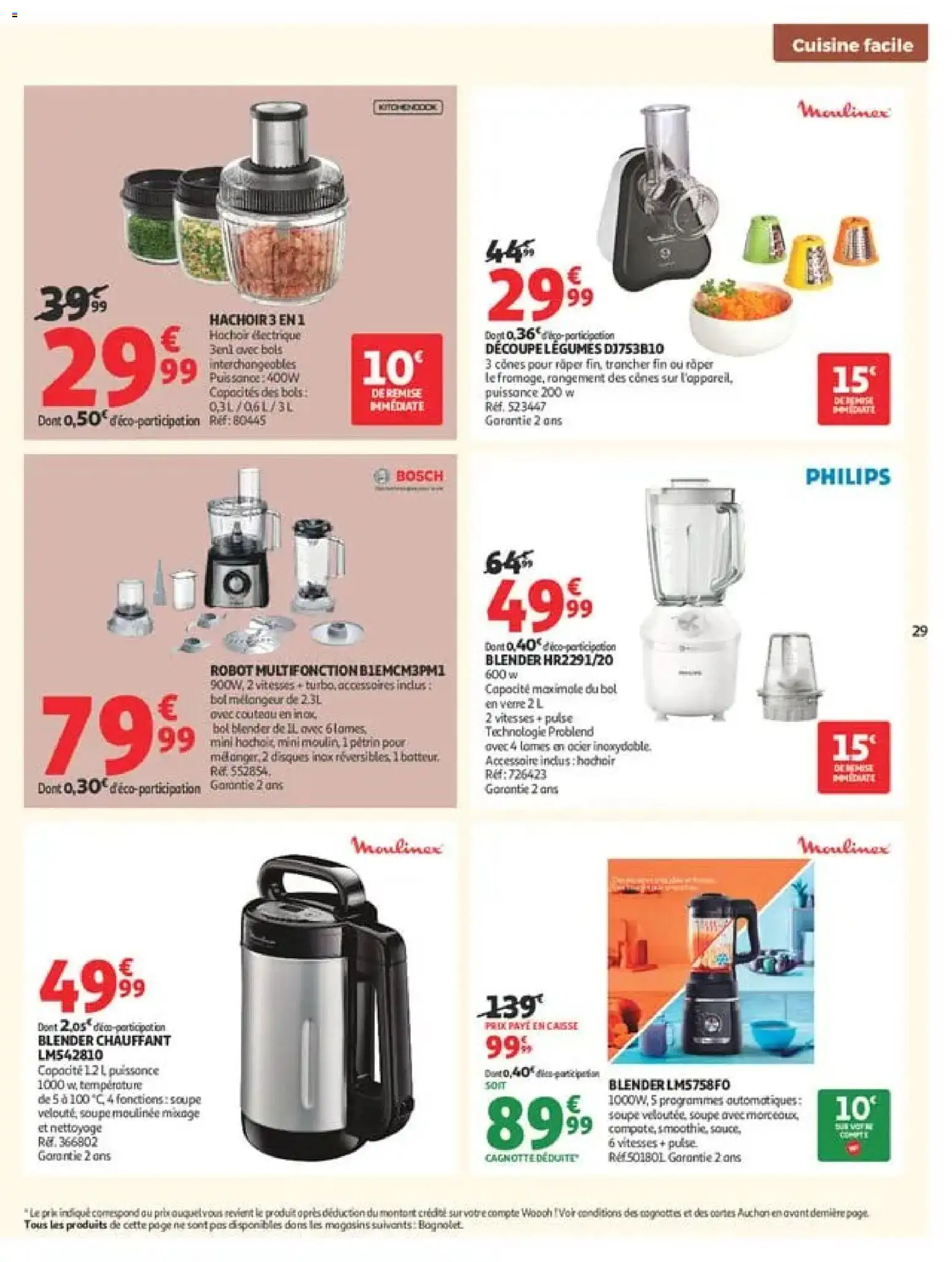 {H1} | Page: 29 | Produits: Soupe, Mélangeur, Blender, Cônes