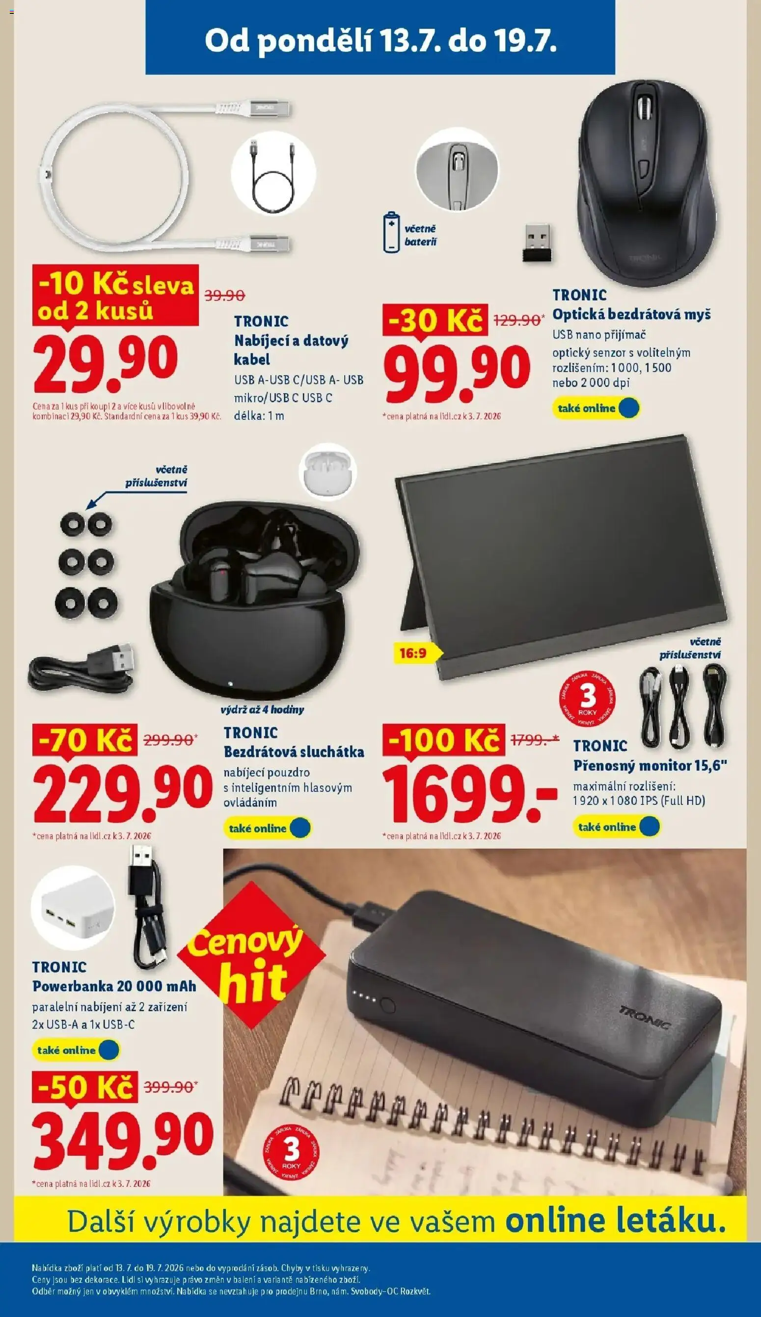 Lidl aktuální leták od 13.07.2026 | Strana: 39 | Produkty: Powerbanka, Sluchátka, Kabel, USB