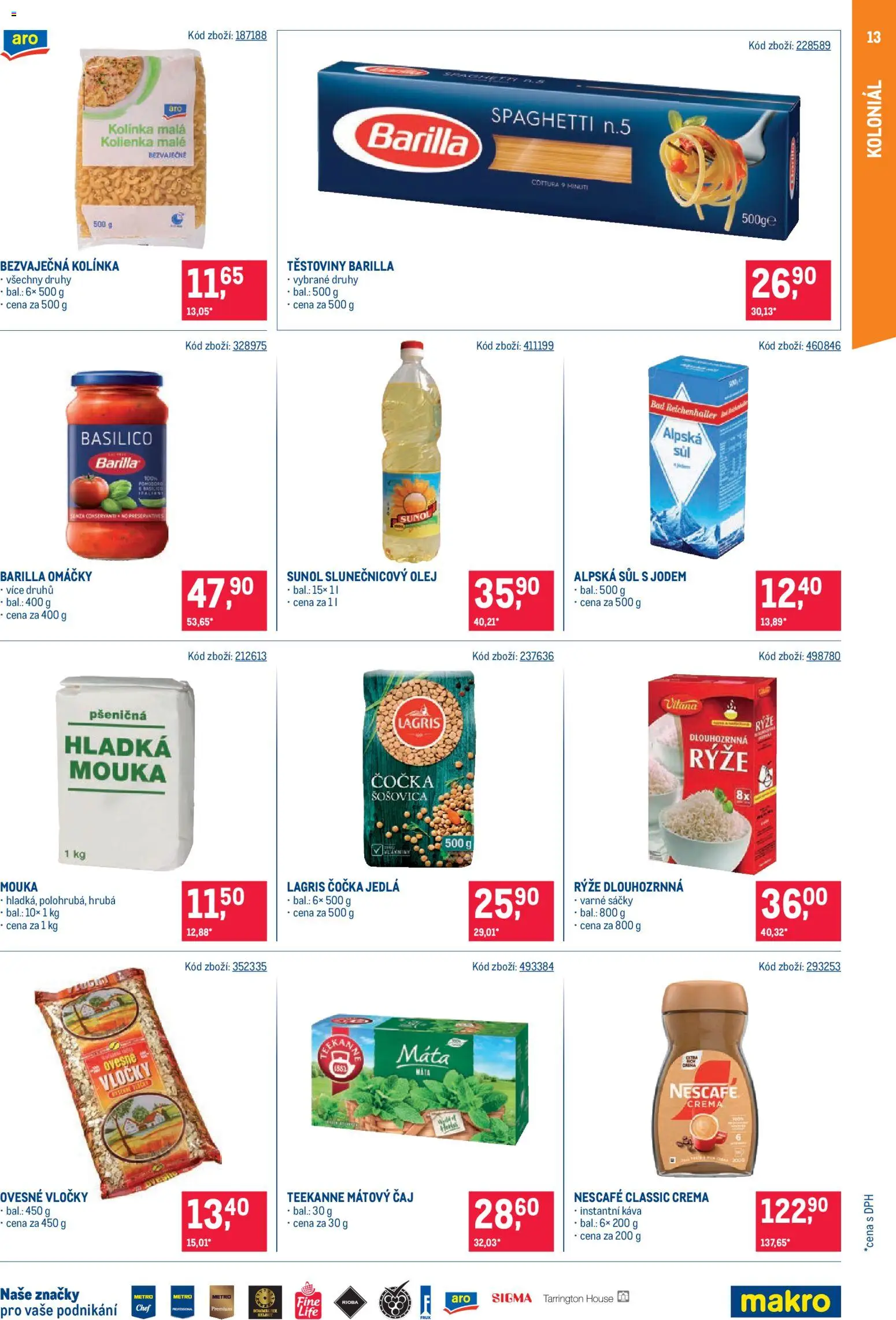 Makro leták - Maloobchod od 29.07.2026 | Strana: 13 | Produkty: Olej, Káva, Vločky, Slunečnicový olej