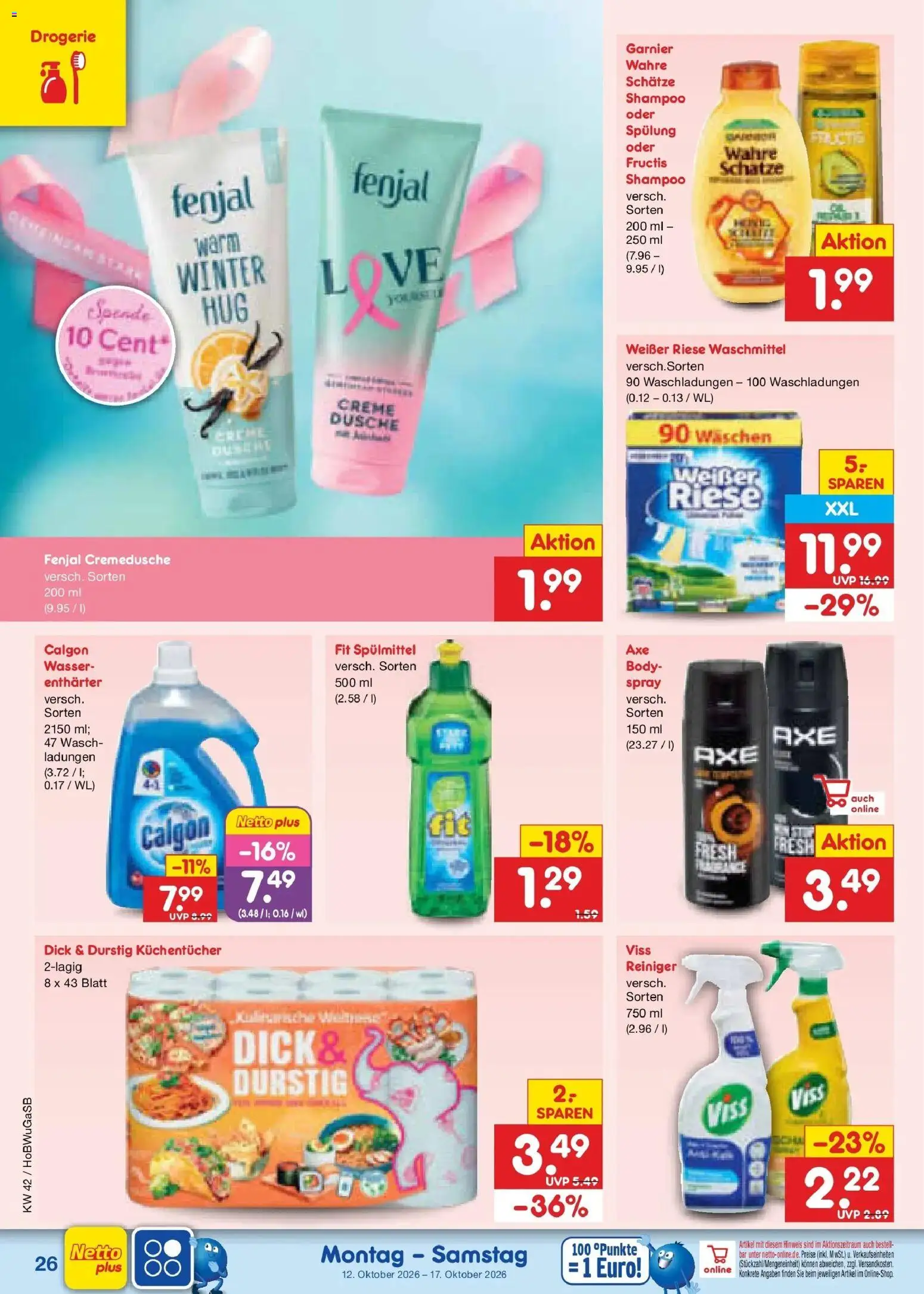 Netto Marken-Discount Prospekt Bielefeld (ab 12.10.2026) » Angebote | Seite: 36 | Produkte: Shampoo, Spülung, Creme, Wasser