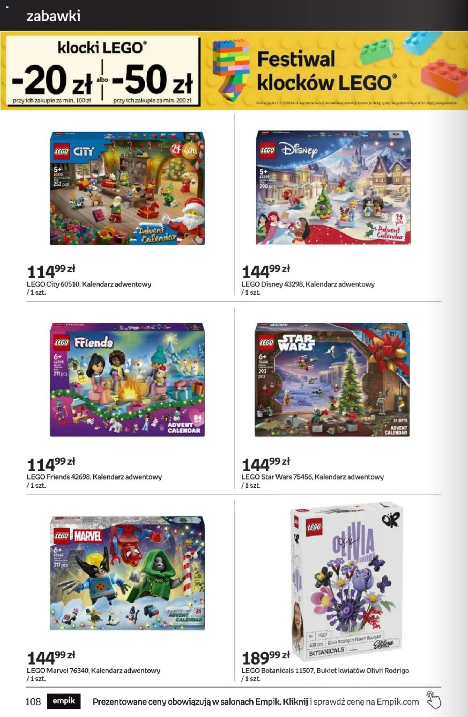 Empik Black Weeks od 28.10.2026 | Strona: 108 | Produkty: Kalendarz adwentowy, Kalendarz, Lego, LEGO Friends