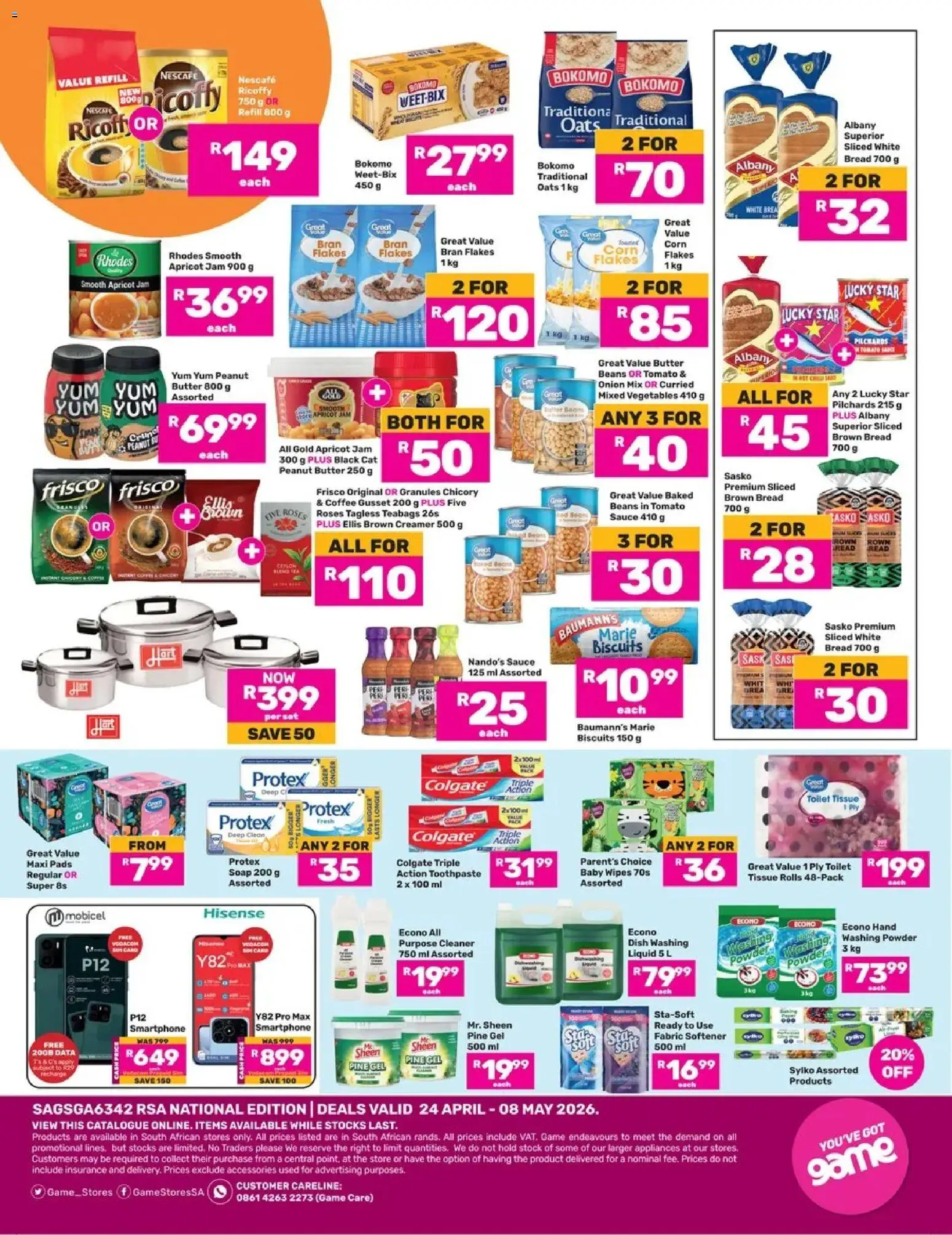 Game Catalogue valid from 24.04.2026 | Page: 2 | Products: Biscuits, Toothpaste, Borotvagél, Teamécses