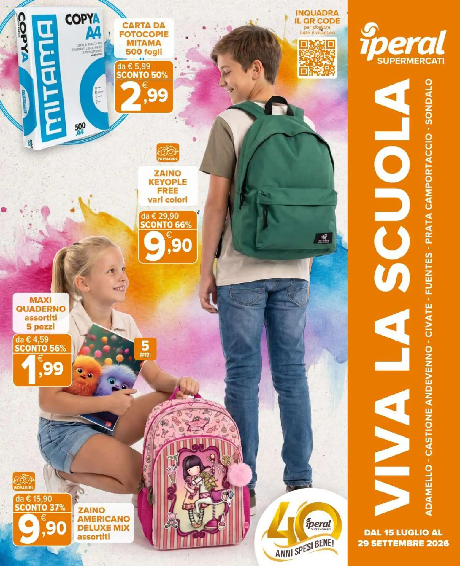 Volantino Iperal del 15/07/2026 | Pagina: 1 | Prodotti: Zaino, Quaderno