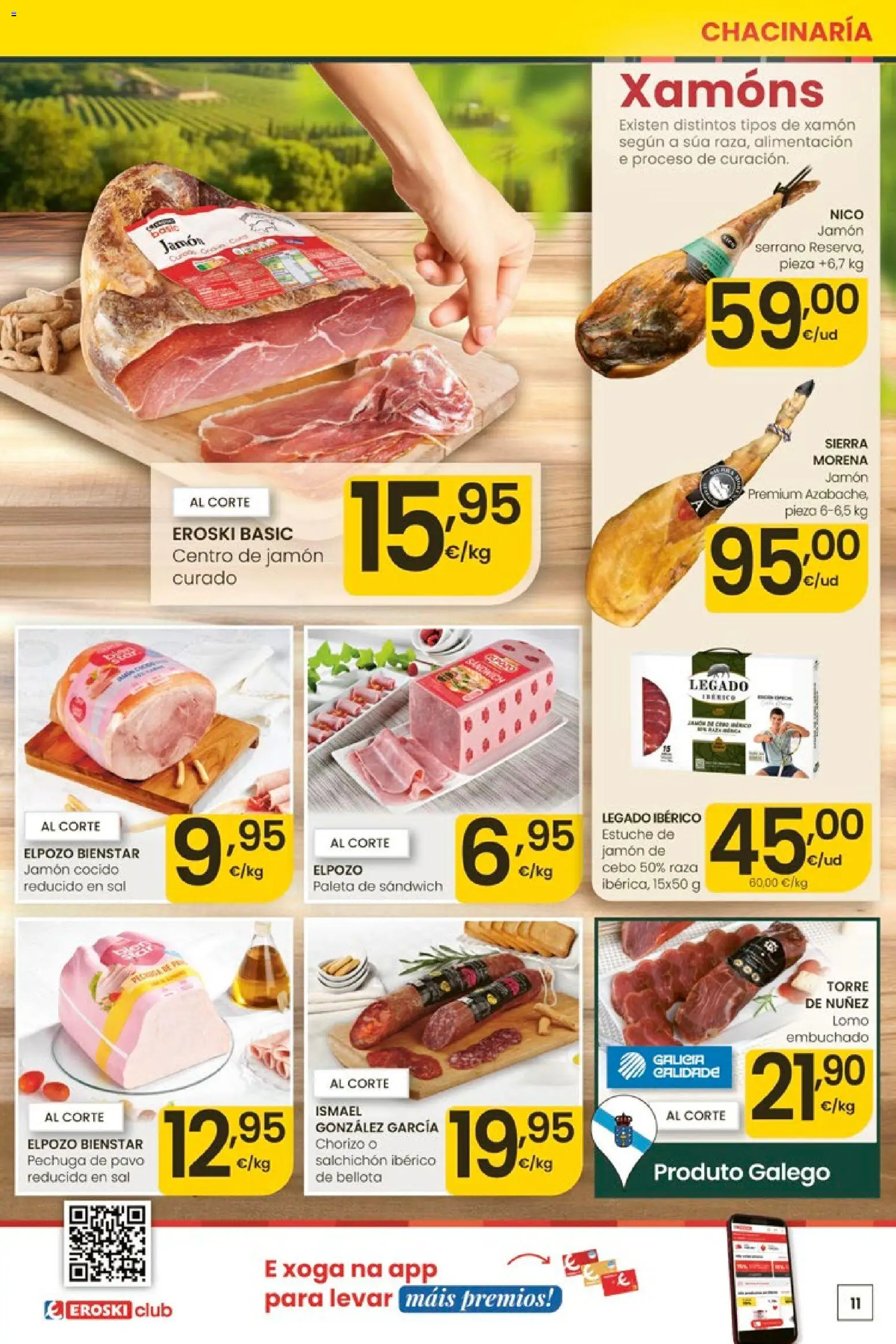 Eroski Ofertóns de verán │ válido desde el 11.06.2026 | Página: 11 | Productos: Jamón serrano, Jamón, Jamón cocido