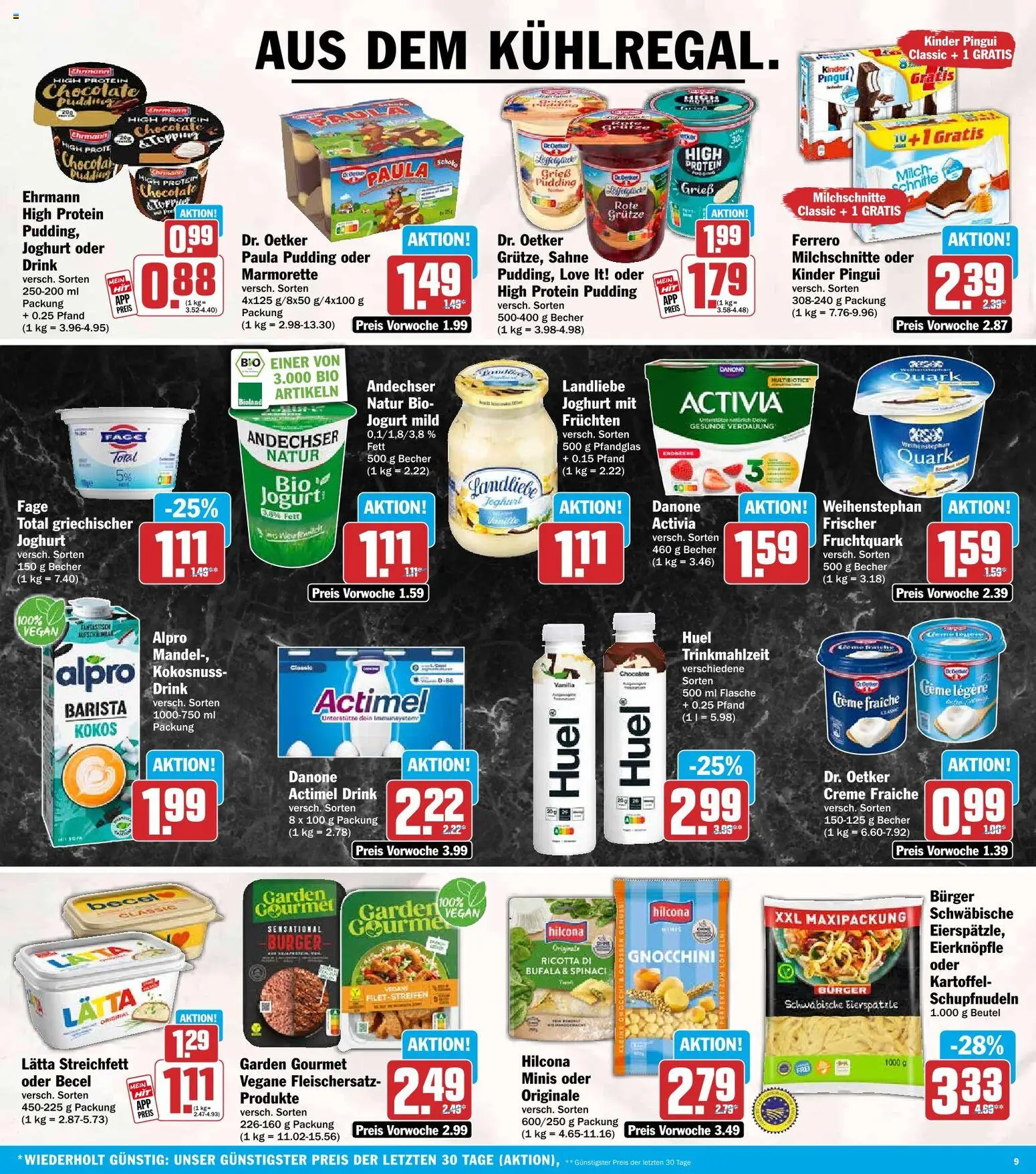 HIT Prospekt – gültig ab 26.10.2026 | Seite: 9 | Produkte: Actimel, High protein pudding, Alpro, Lätta