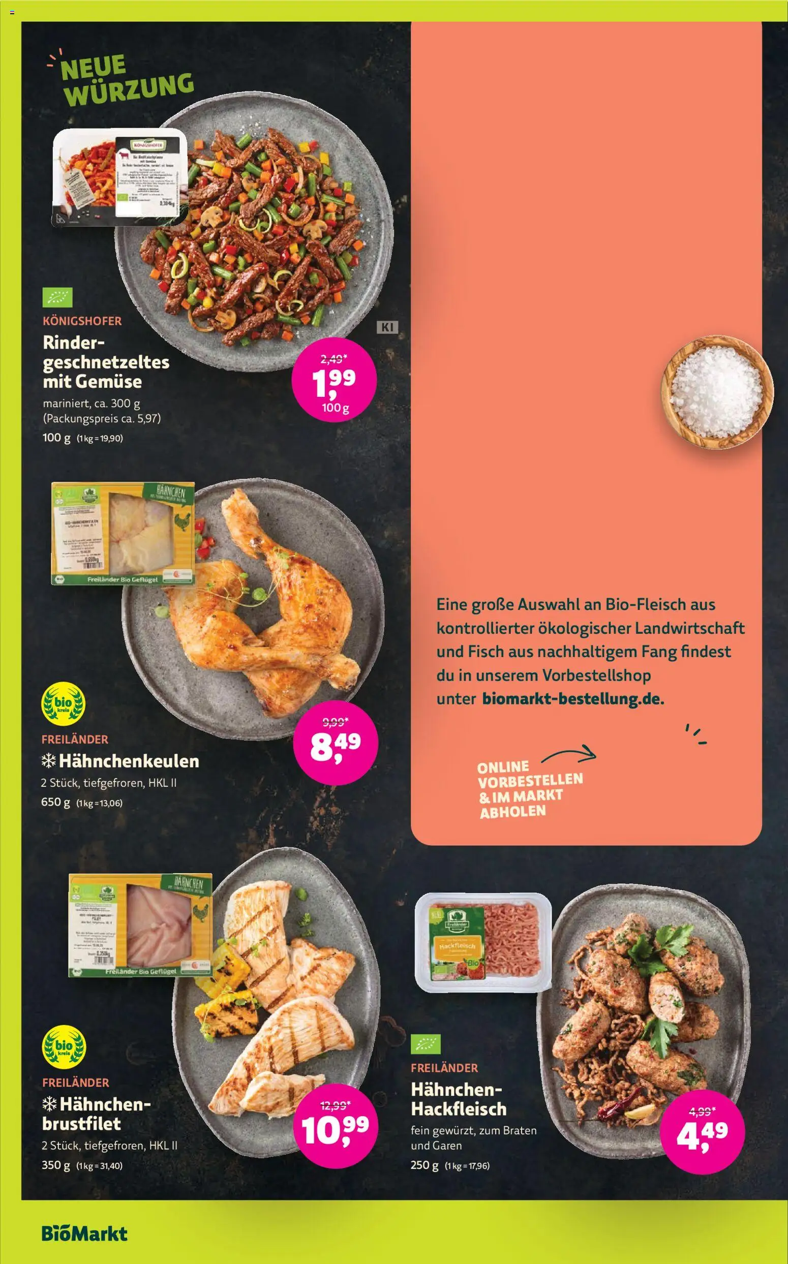 BioMarkt Prospekt – gültig ab 23.09.2026 | Seite: 8 | Produkte: Hahnchen, Fisch, Gemüse, Hackfleisch