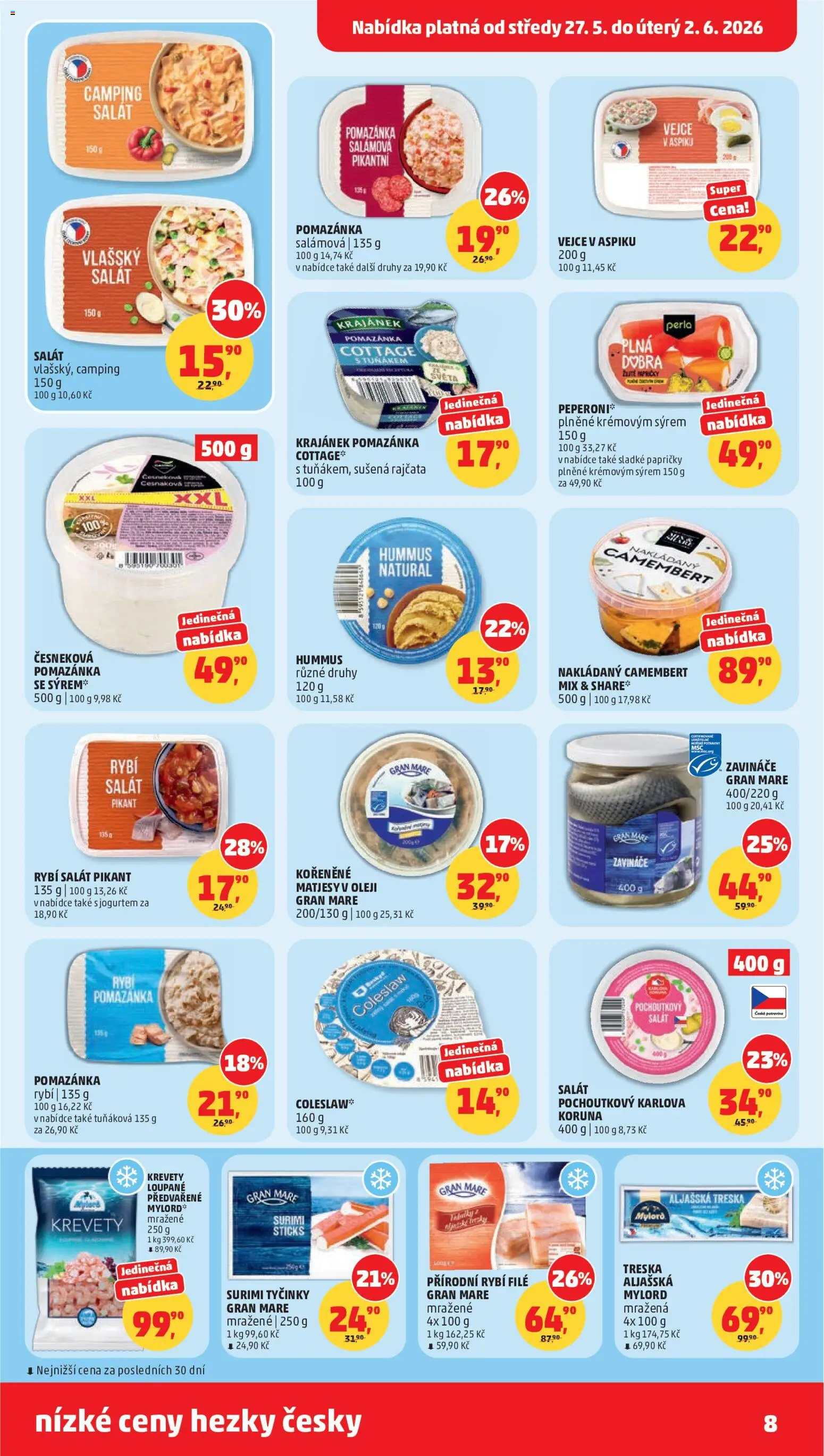 Penny Market leták od 27.05.2026 | Strana: 8 | Produkty: Treska, Vejce v aspiku, Sušená rajčata, Cottage