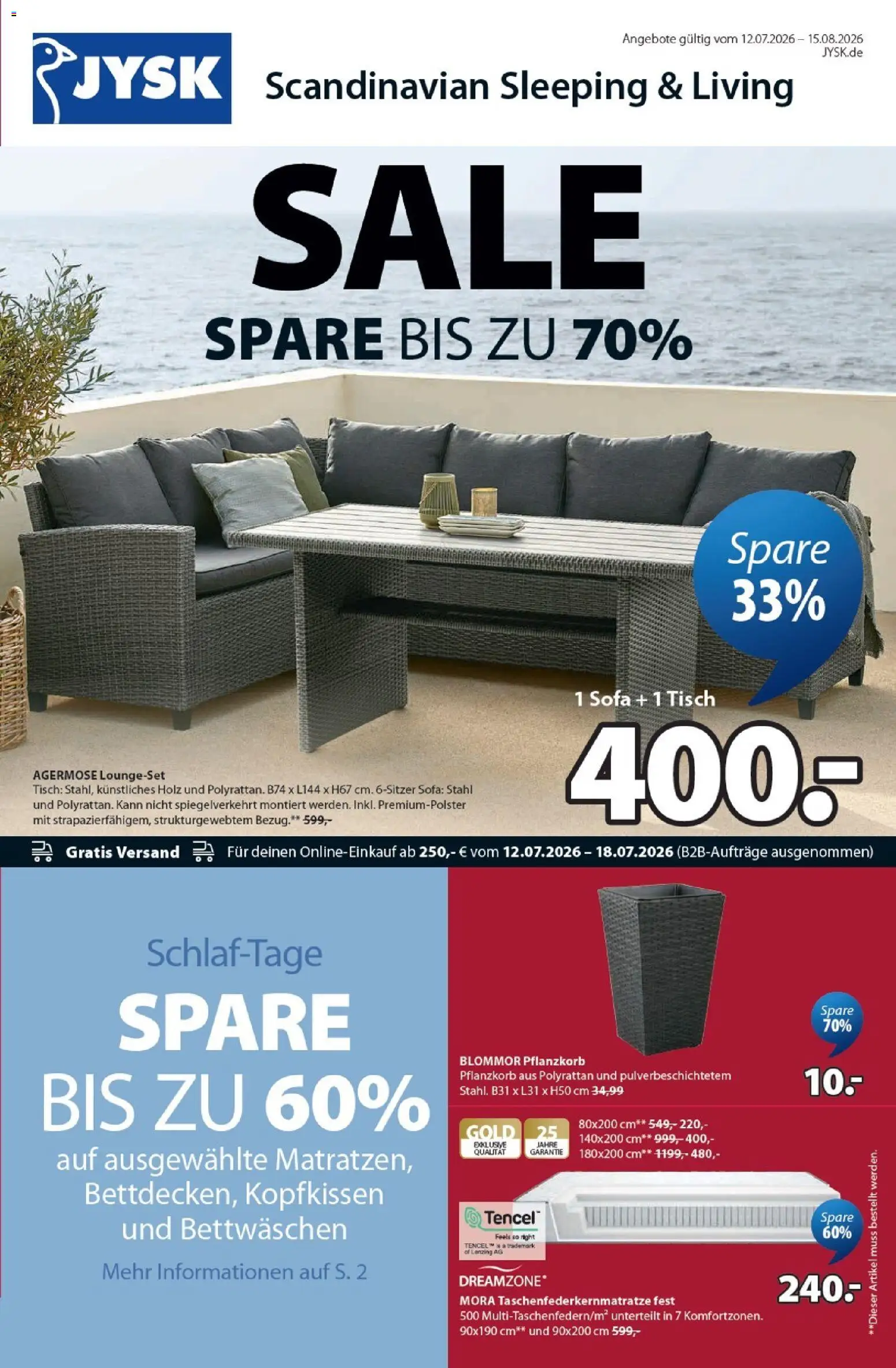 Prospekt JYSK – gültig ab 12.07.2026 | Seite: 1 | Produkte: Sofa, Tisch, Kopfkissen