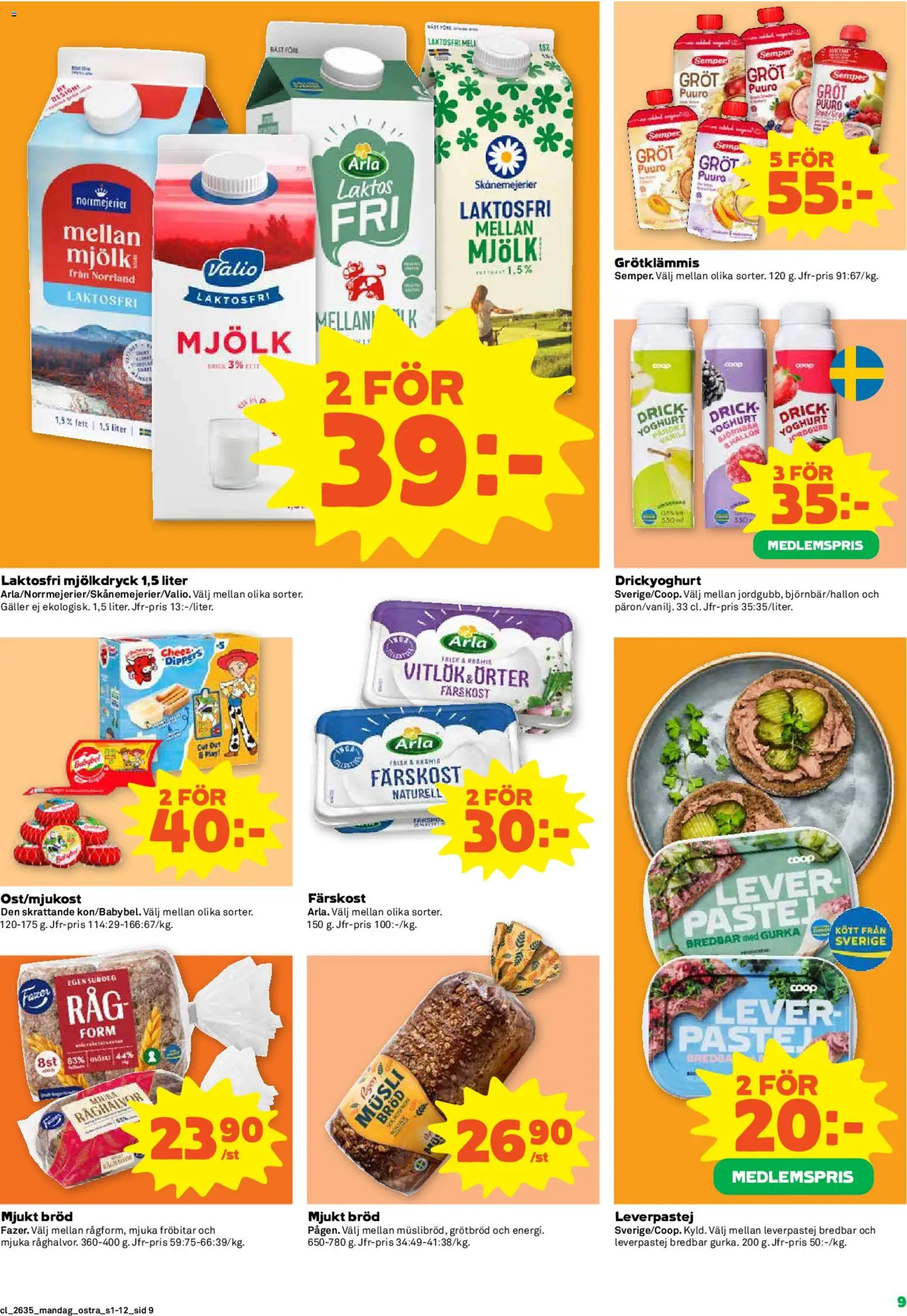 Coop Daglivs reklamblad aktuell från 24/08/2026 | Sida: 9 | Produkter: Galler, Laktosfri mjölk, Kött, Lever