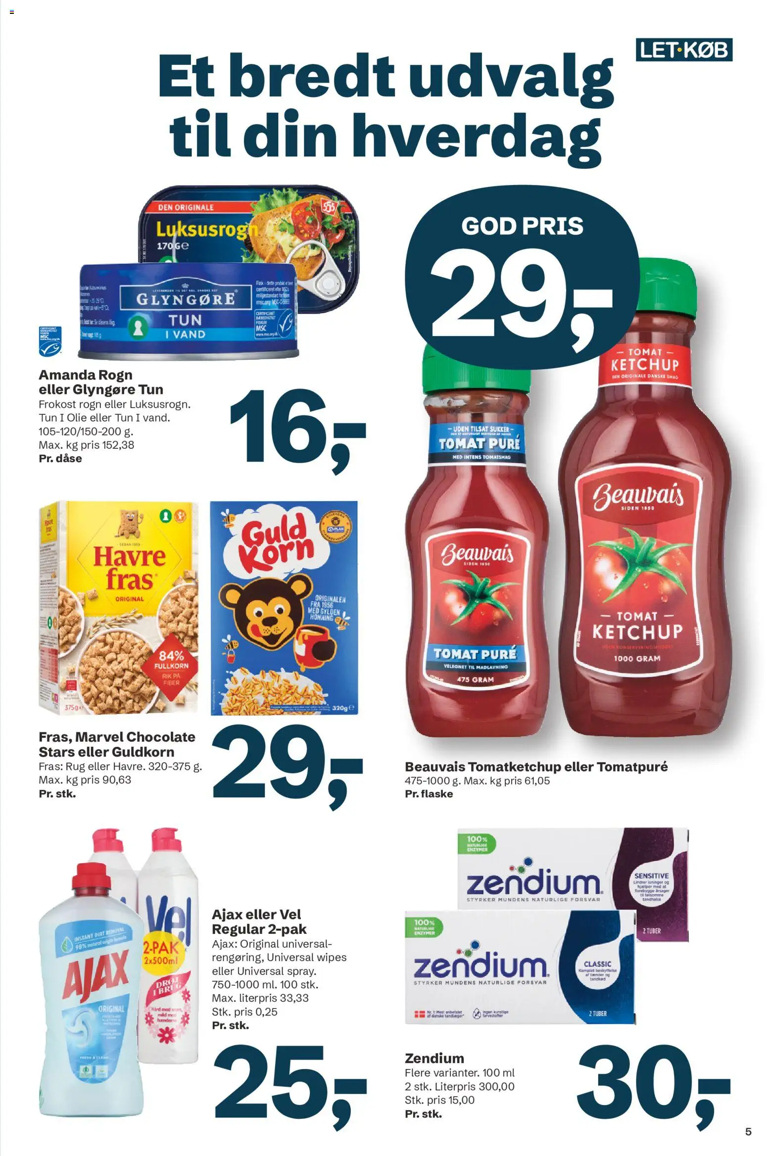 LETKØB tilbudsavis – gyldig fra 19/10/2026 | Side: 5 | Produkter: Tun, Tomatpuré, Honning, Sukker