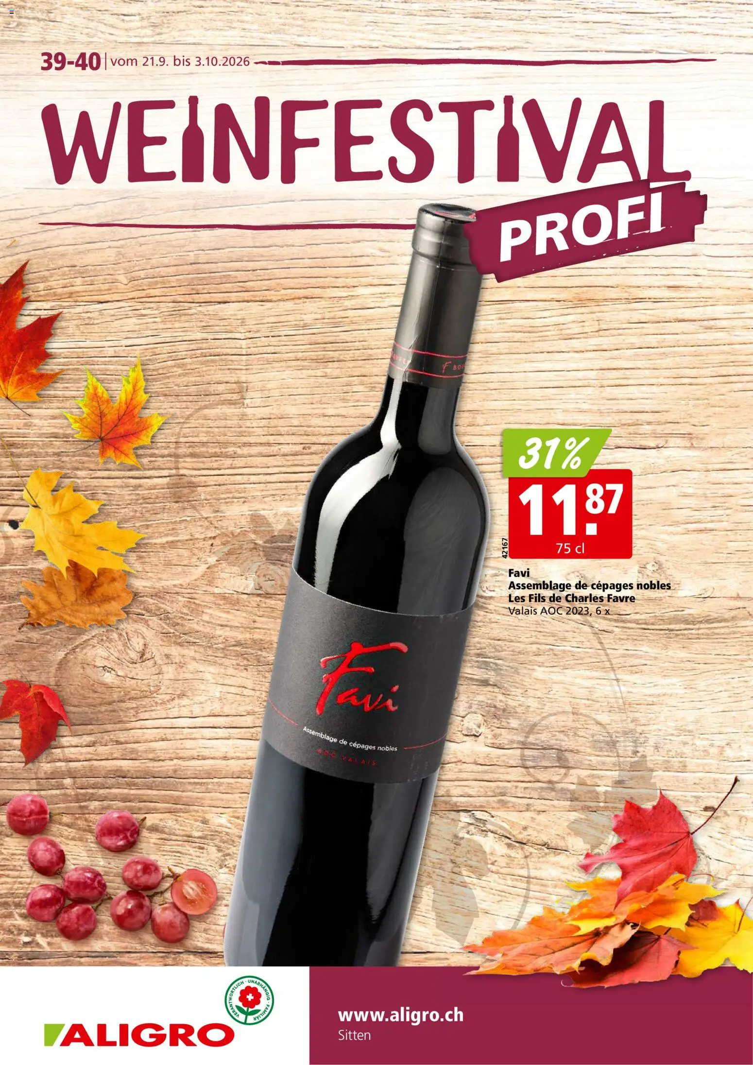 Aligro aktionen Wein Sitten – gültig ab 21.09.2026 | Seite: 1