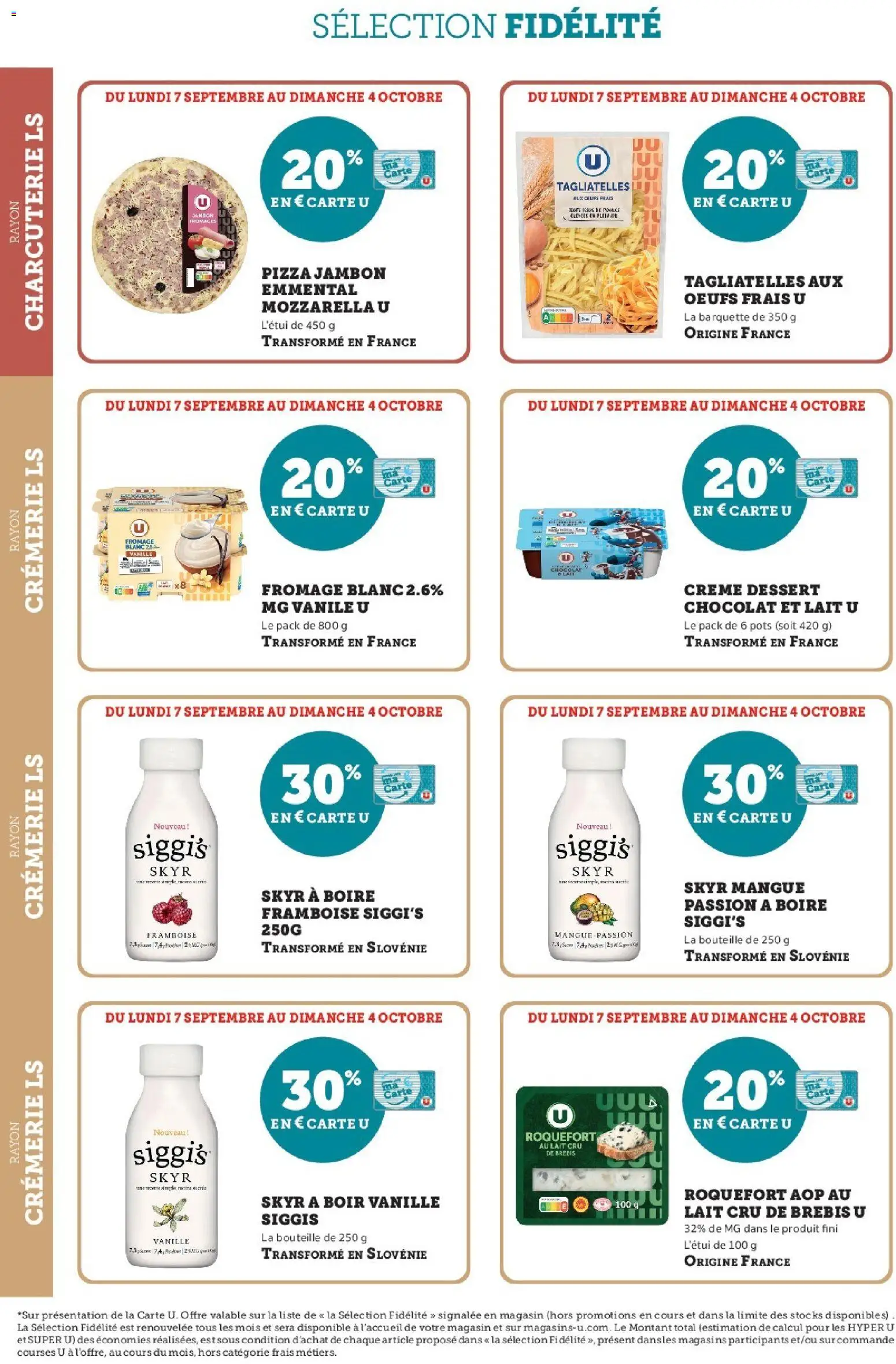 {H1} | Page: 4 | Produits: Mozzarella, Bouteille, Chocolat, Crème