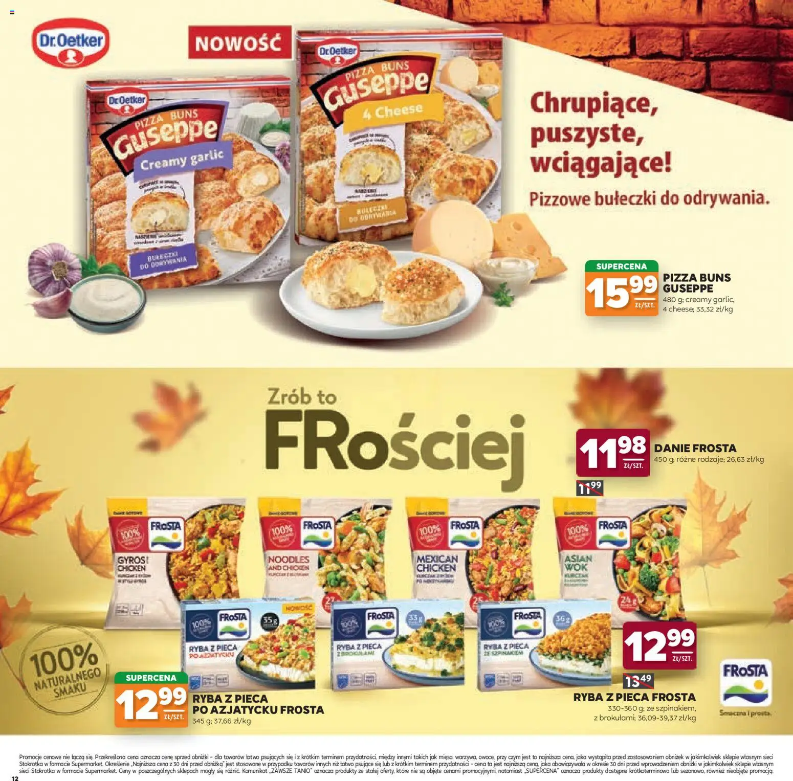 Stokrotka gazetka - Katalog Jesienne Inspiracje od 15.10.2026 | Strona: 12 | Produkty: Frosta, Stokrotka, Pizza, Ryba